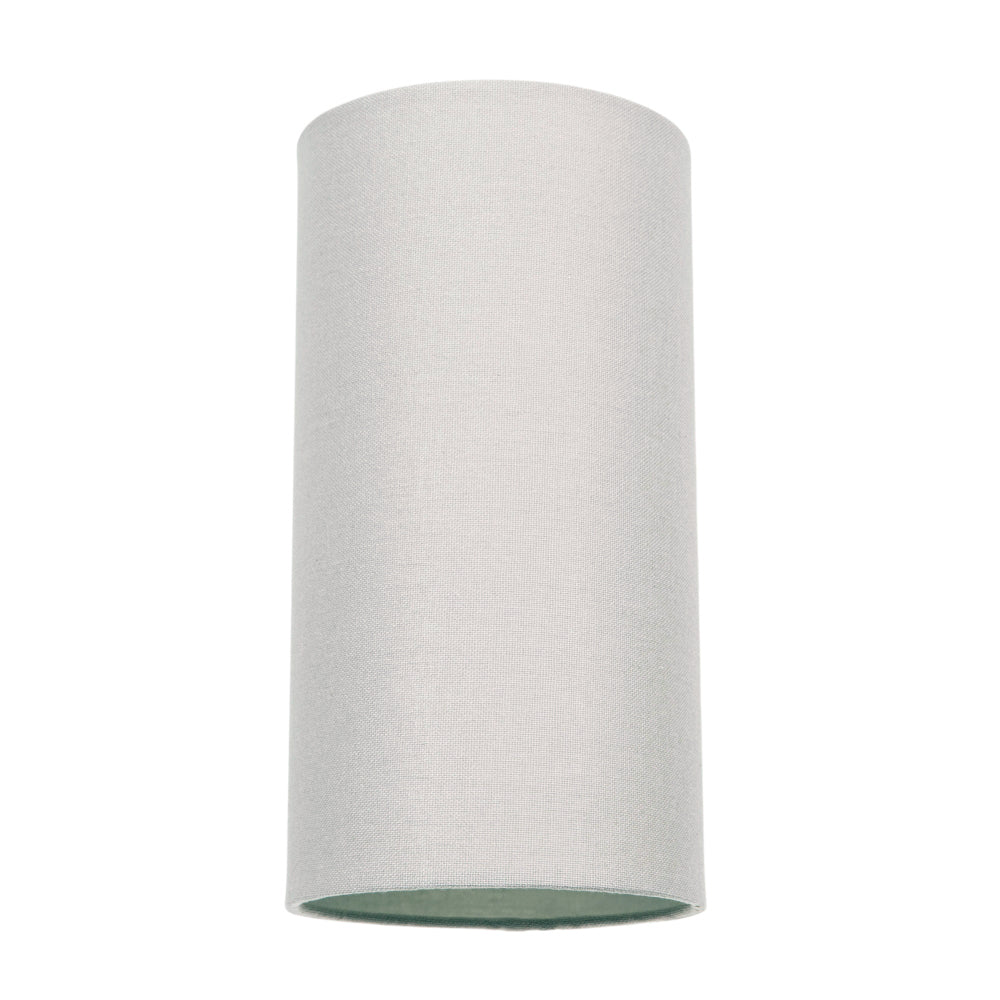 Contemporary and Stylish Dove Grey Linen Fabric Tall Cylindrical 25cm Lampshade Image 1