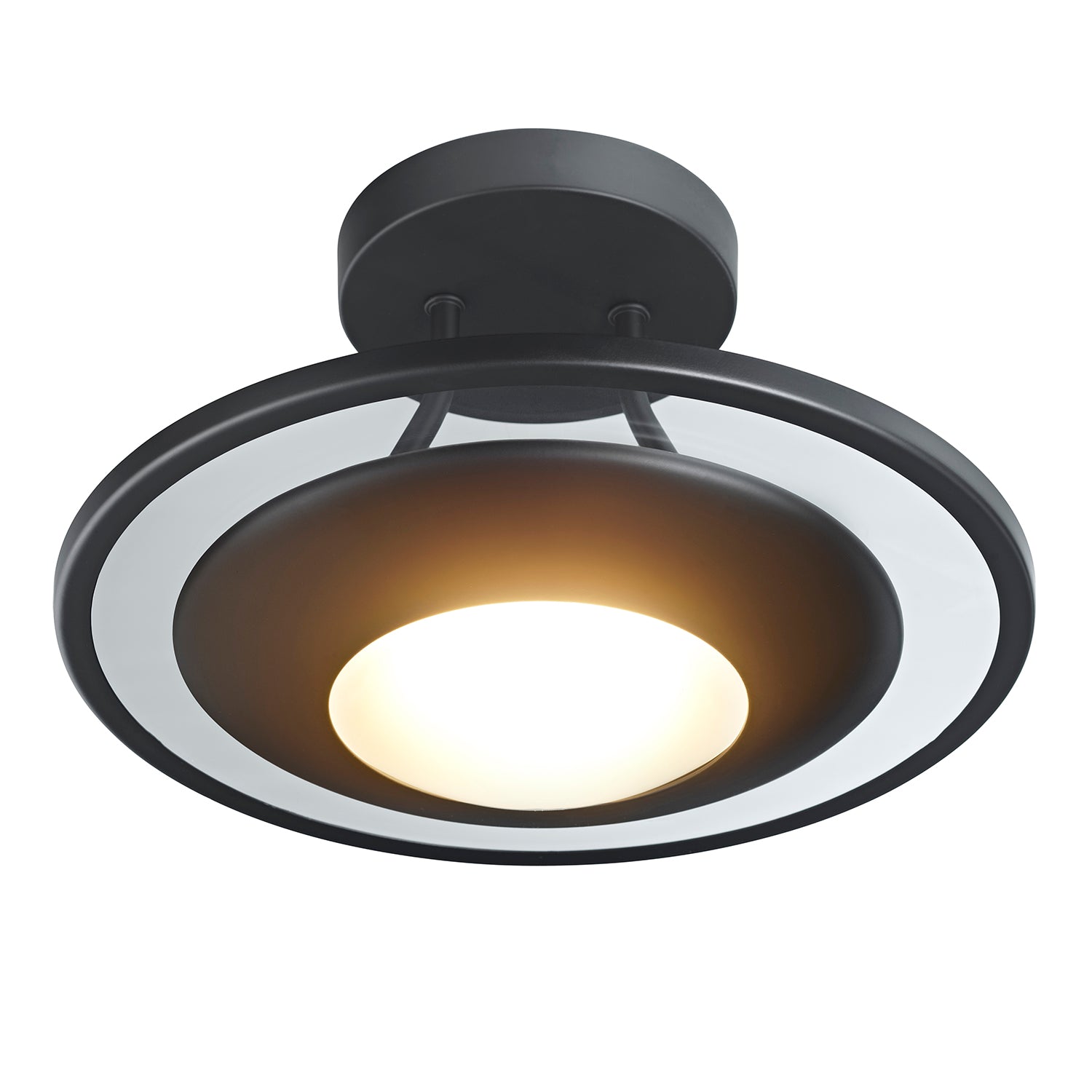 Modern Designer Semi Flush LED Ceiling Light Fitting in Matte Black Image 2