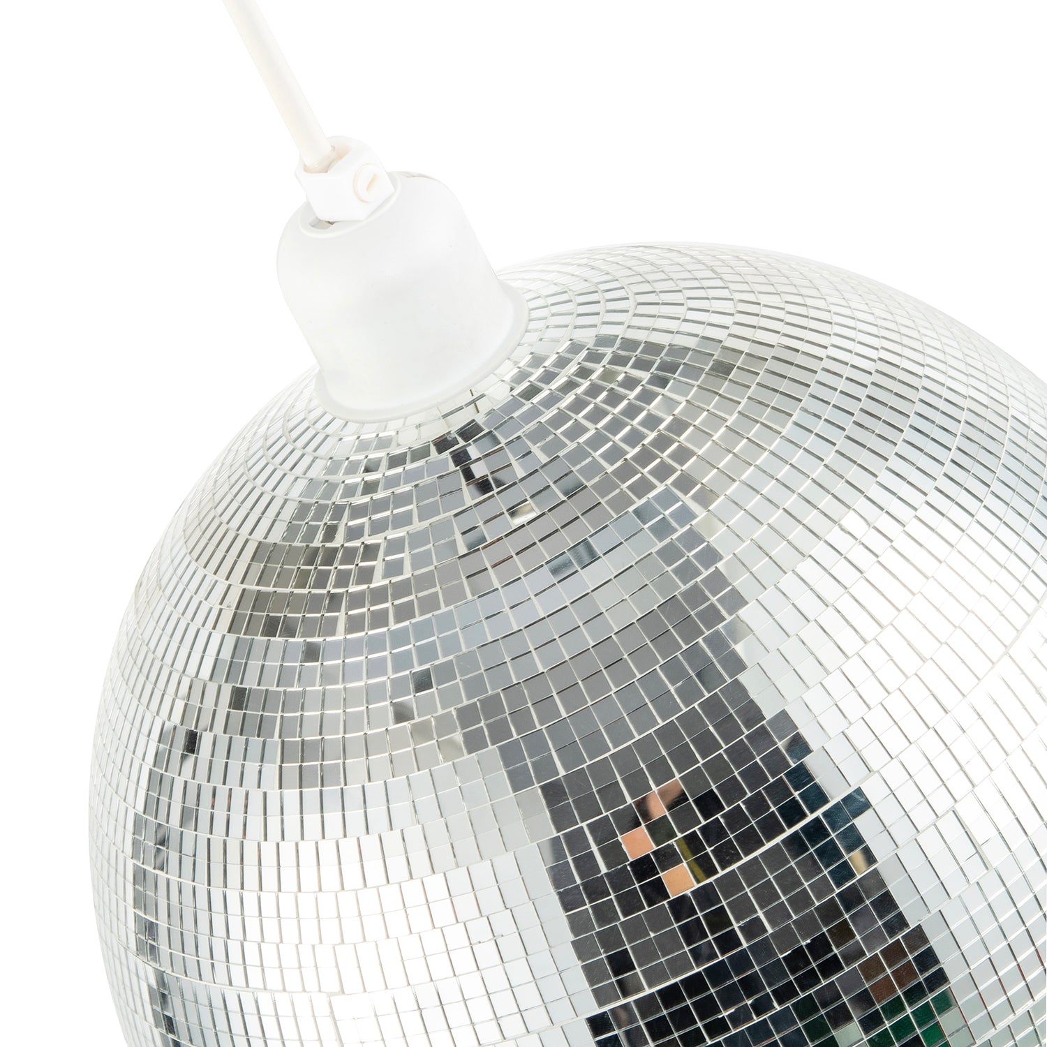 Modern Shiny Disco Mosaic Ball in Mirrored Silver Tiled Retro Style Image 2