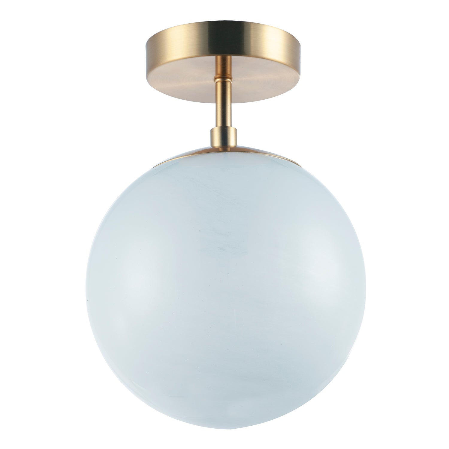 Modern Snowflake Glass Globe Bathroom Ceiling Light in Antique Brass Image 1