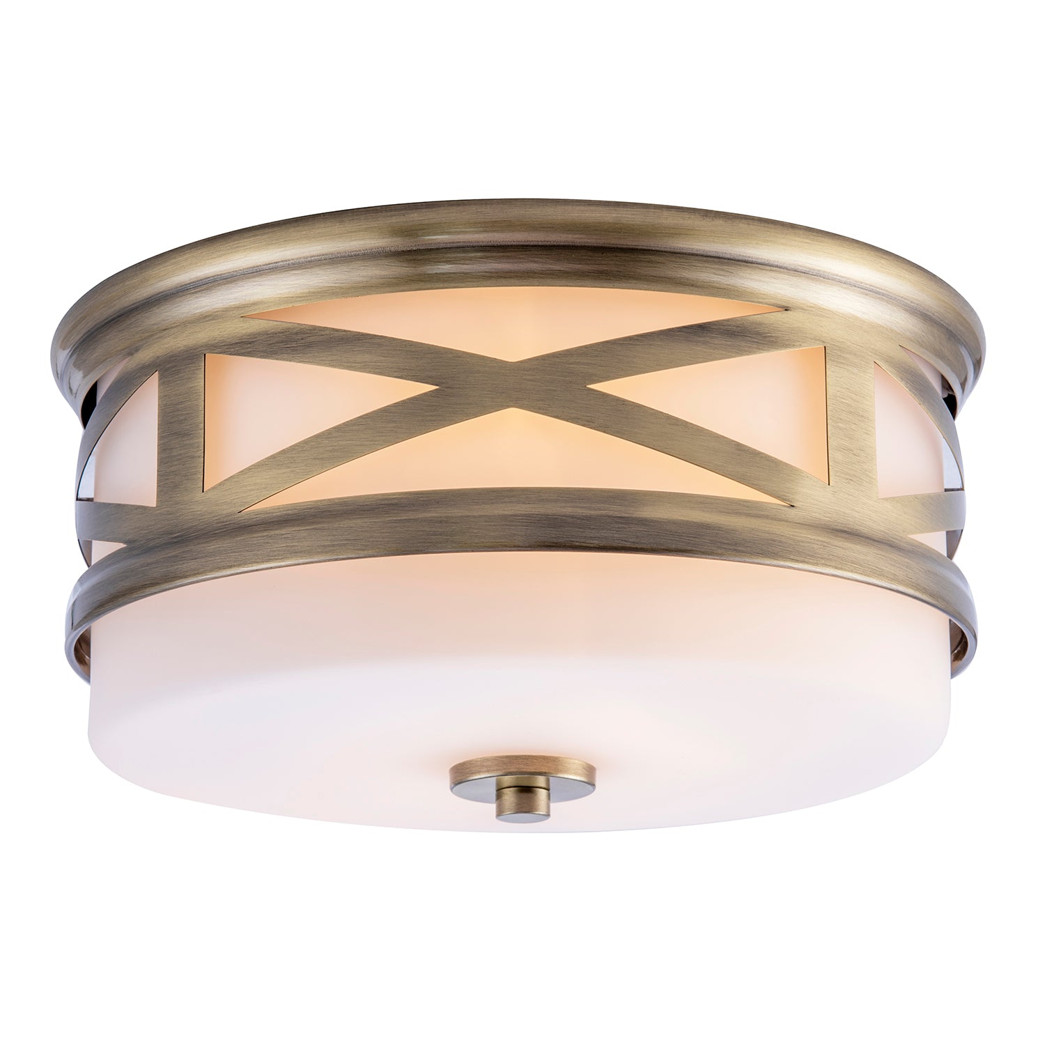 Vintage Classic Bathroom Flush Ceiling Light Fitting in Antique Brass Image 2