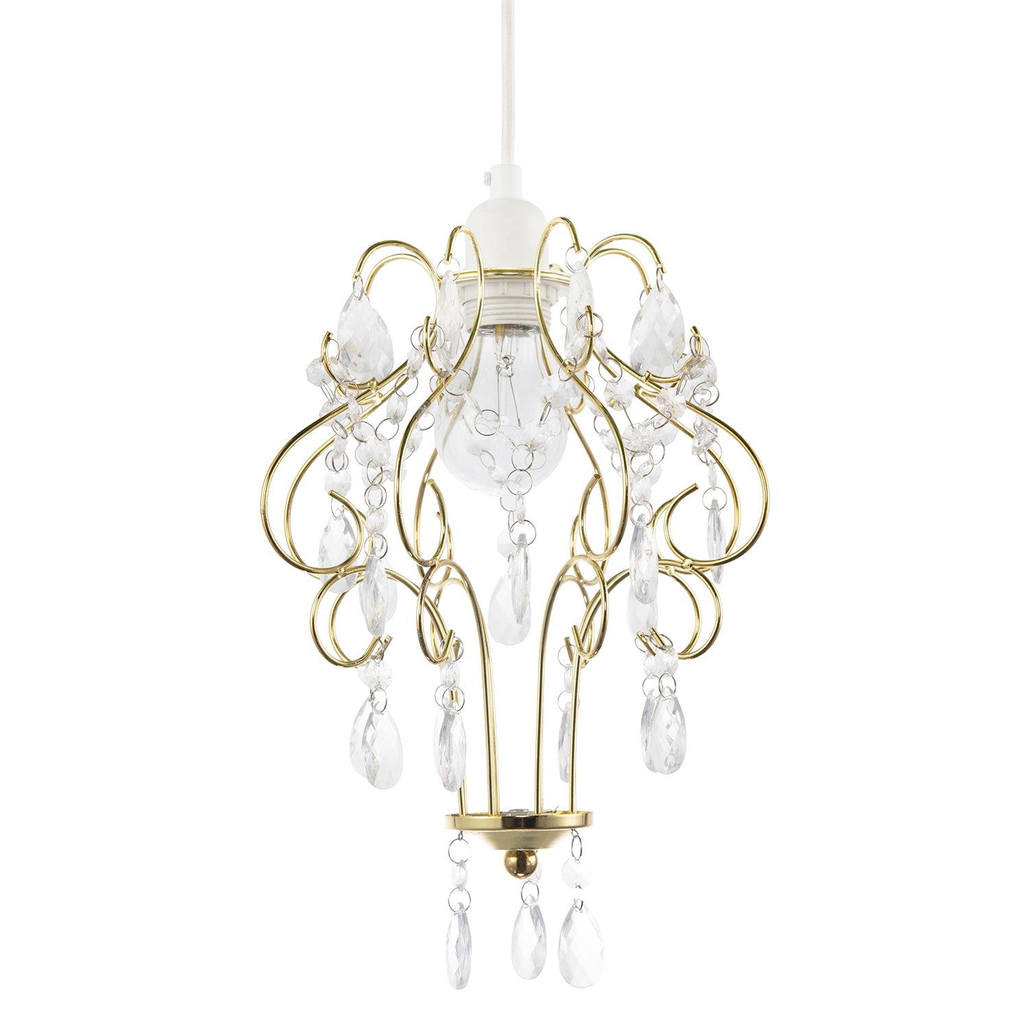 Polished Gold Shabby Chic Chandelier Style Pendant Shade with Acrylic Image 1