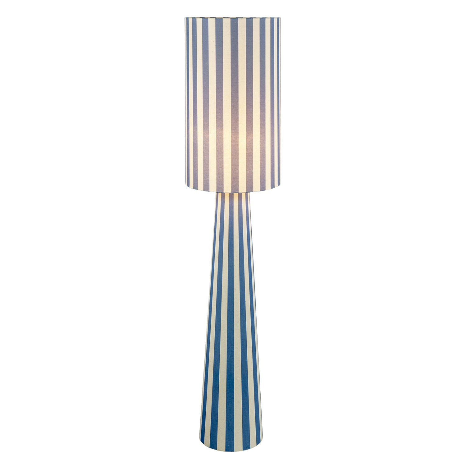 Amparo Blue and Oatmeal Linen Floor Lamp with Fabric Shade and Base Image 2
