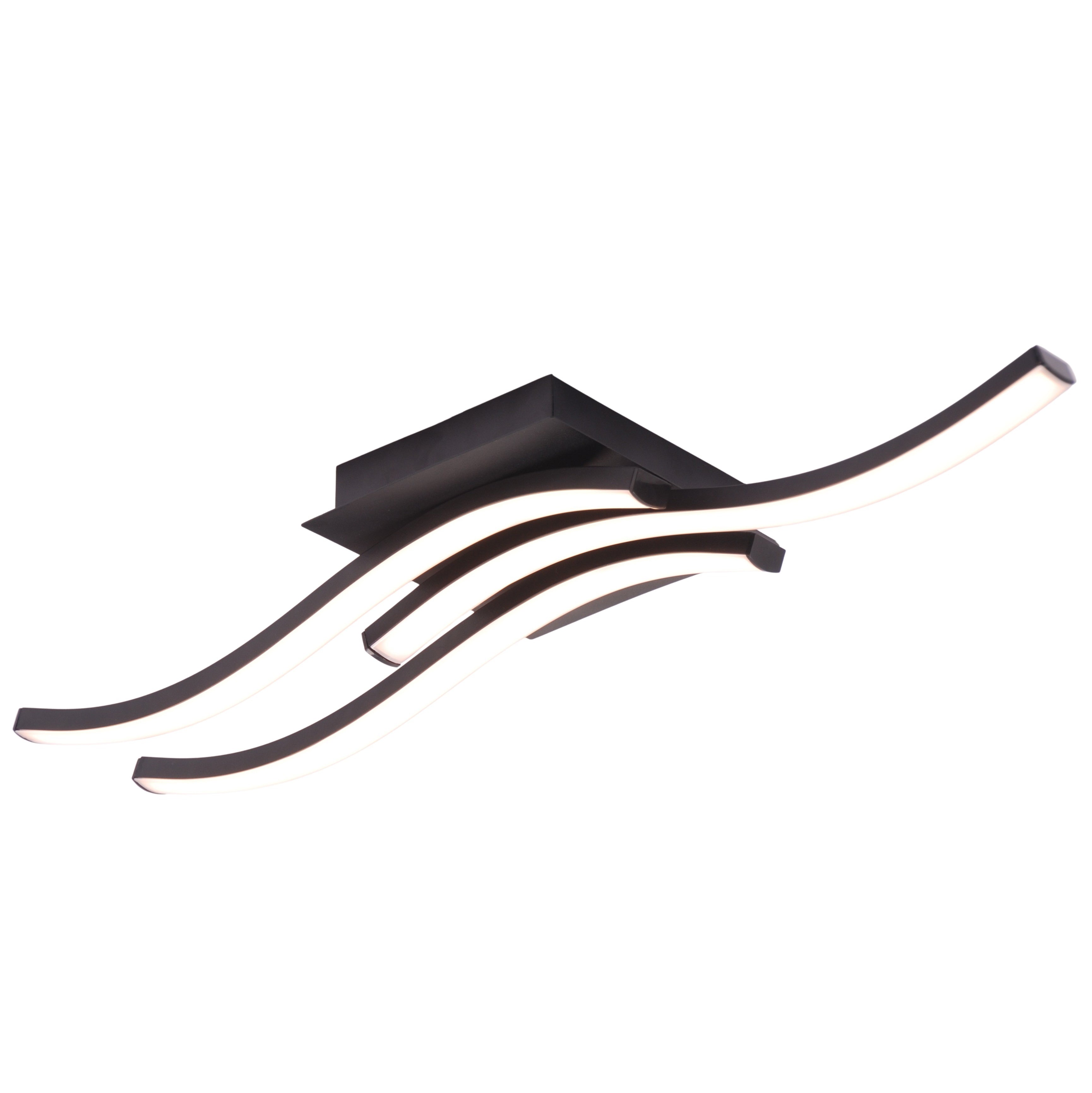 Modern Triple Wavy Strip Flush LED Ceiling Light Fixture in Matte Black Sand Image 2