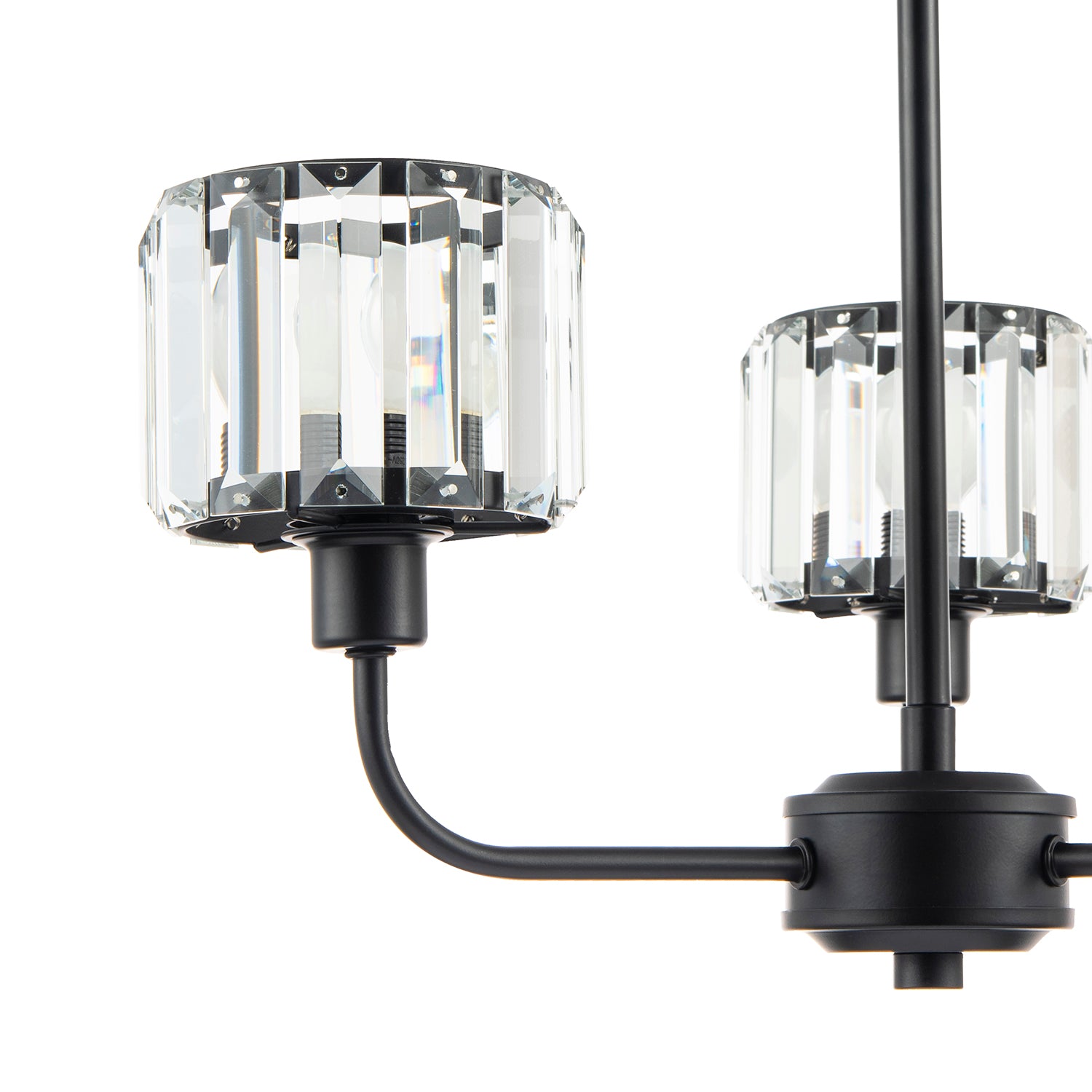 Modern Black Ceiling Light Fitting with Clear Crystal Glass Rods on Three Shades Image 3