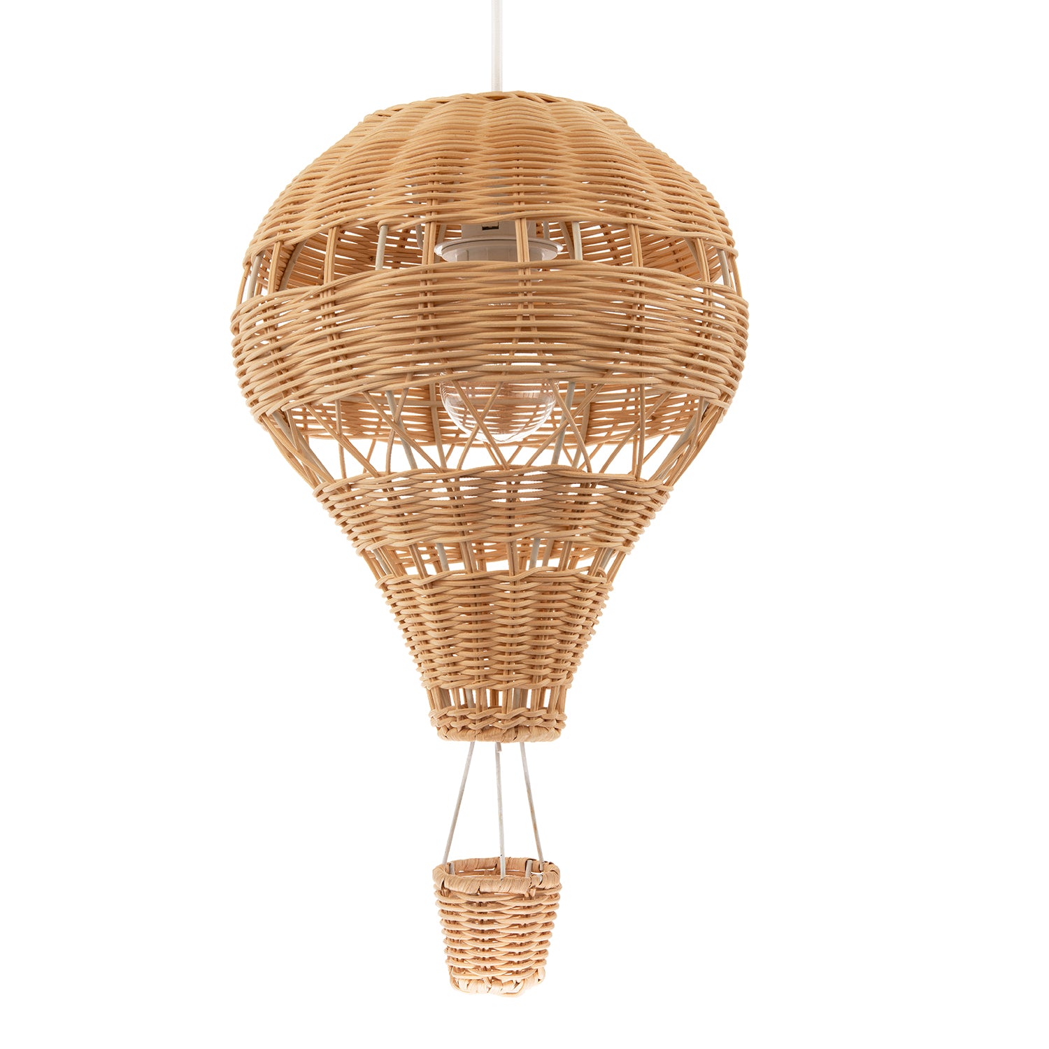 Quirky Hot Air Balloon Natural Rattan Easy Fit Pendant Lighting Shade Image 2