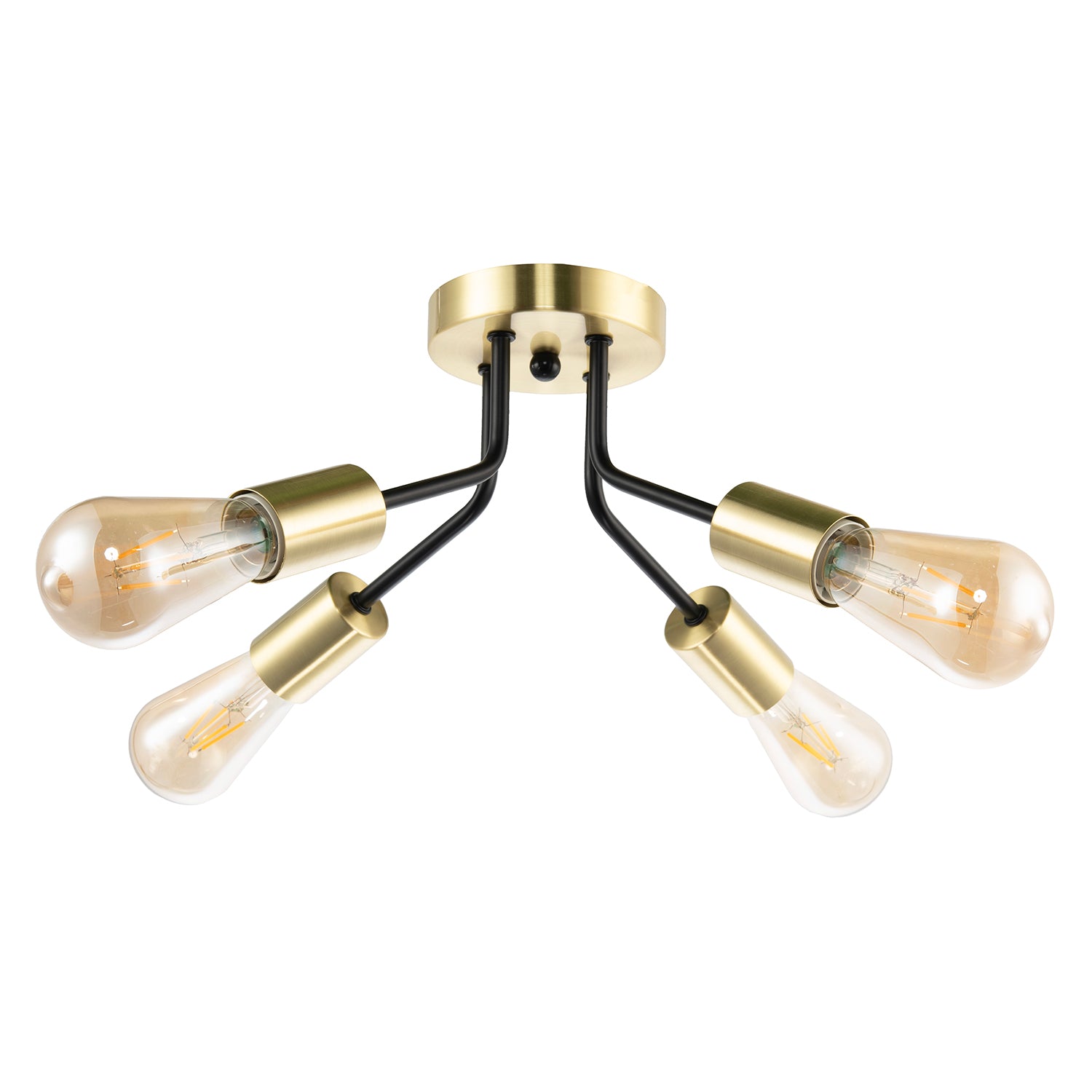 Vintage Industrial Ceiling Light Fitting in Satin Gold and Matte Black Image 1