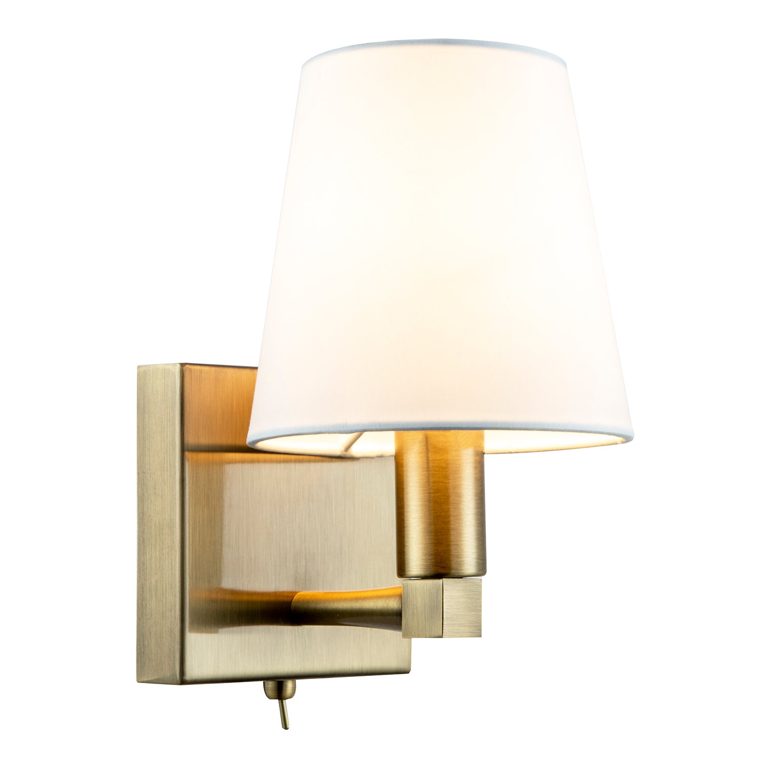 Sleek Bedside Wall Light in Antique Brass with Toggle Switch and Shade Image 2