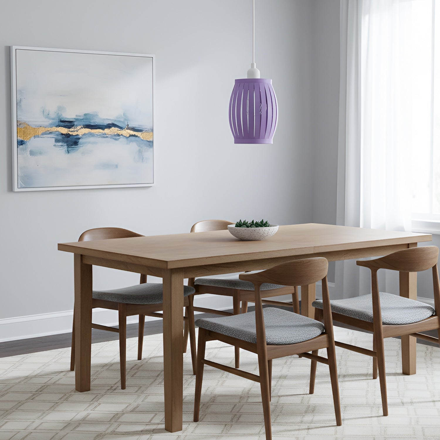 Modern Unique Grill Style Ceiling Pendant Lighting Shade in Soft Lilac Image 6