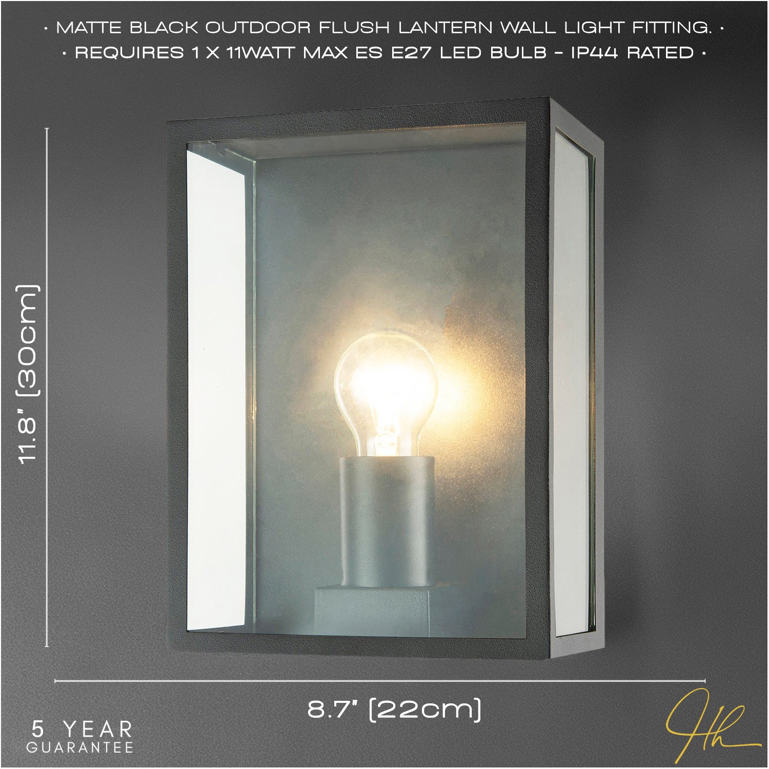 Modern Exterior Flush Wall Light Lantern in Matte Black with Clear Glass Panels Image 5