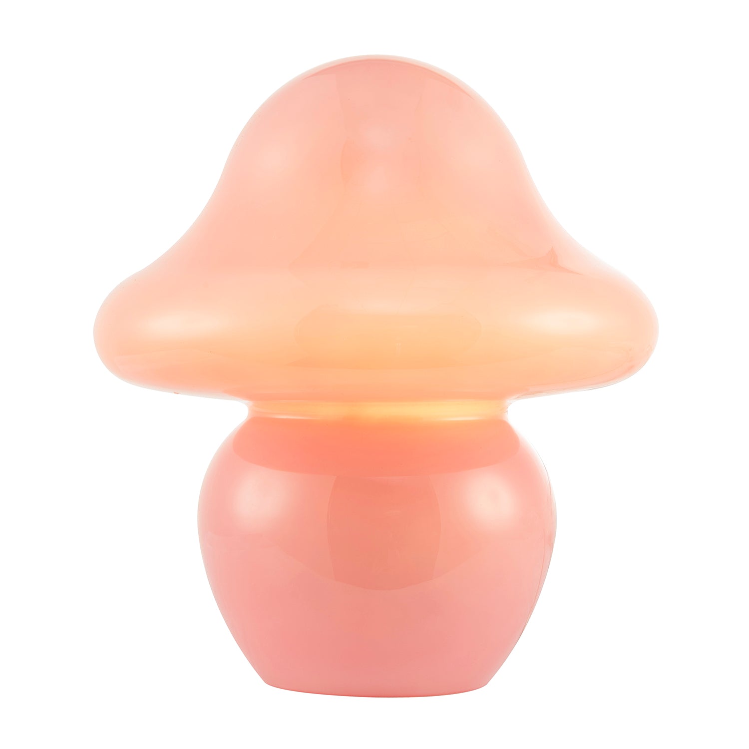Soft Blush Pink Mushroom Table Lamp with Curvy Head and Round Base Image 2