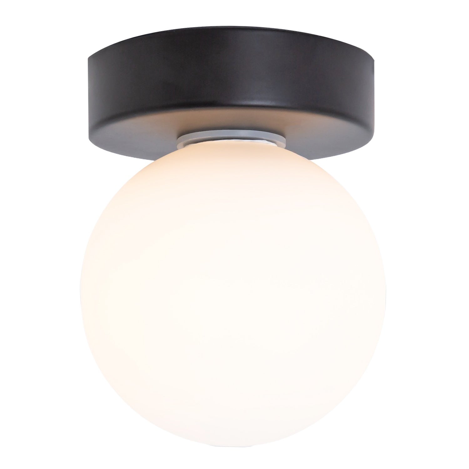Modern Compact Bathroom Ceiling Light with Opal Glass Globe Shade Image 1
