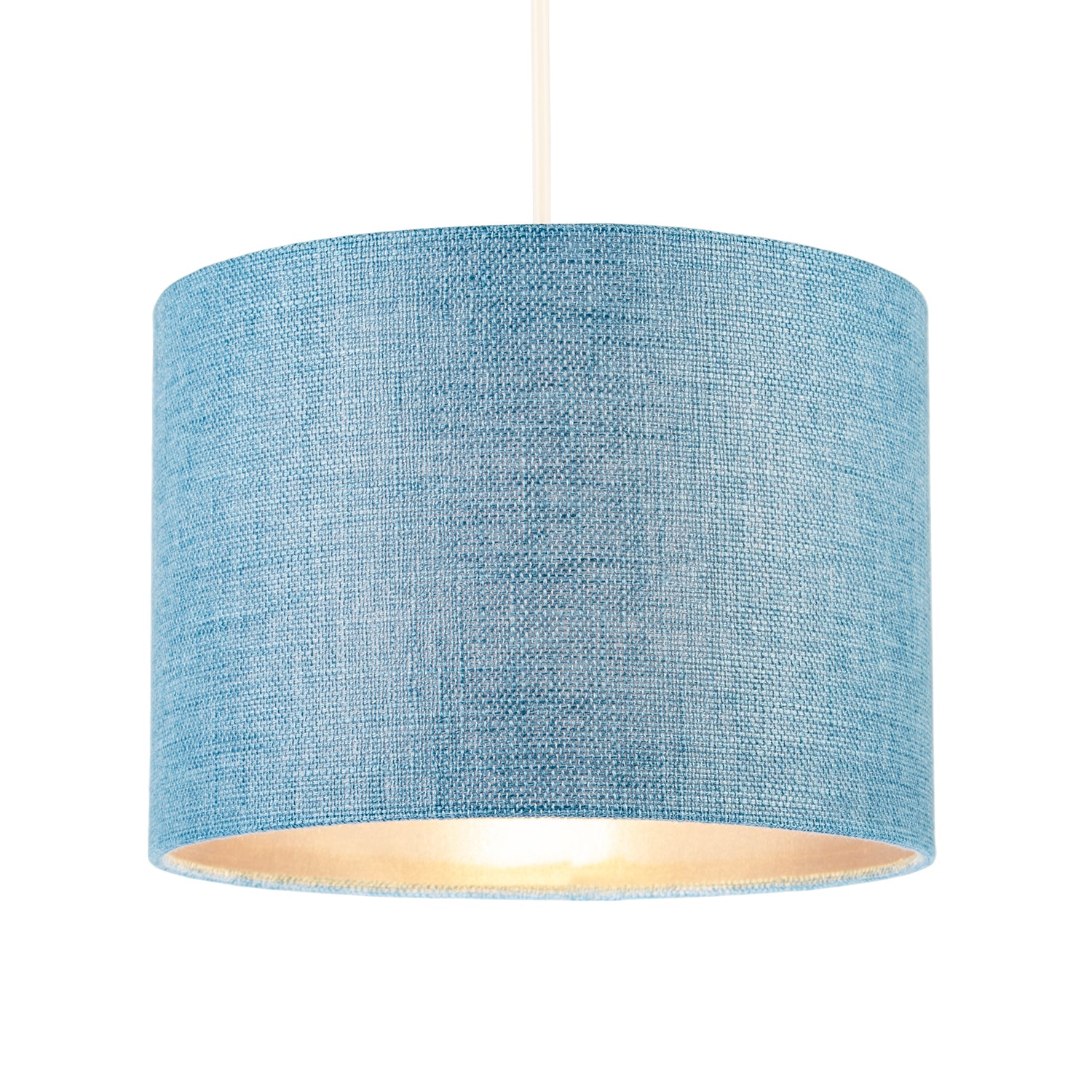 Contemporary and Sleek Blue Nova Plain Linen Fabric Drum Lamp Shade Image 2