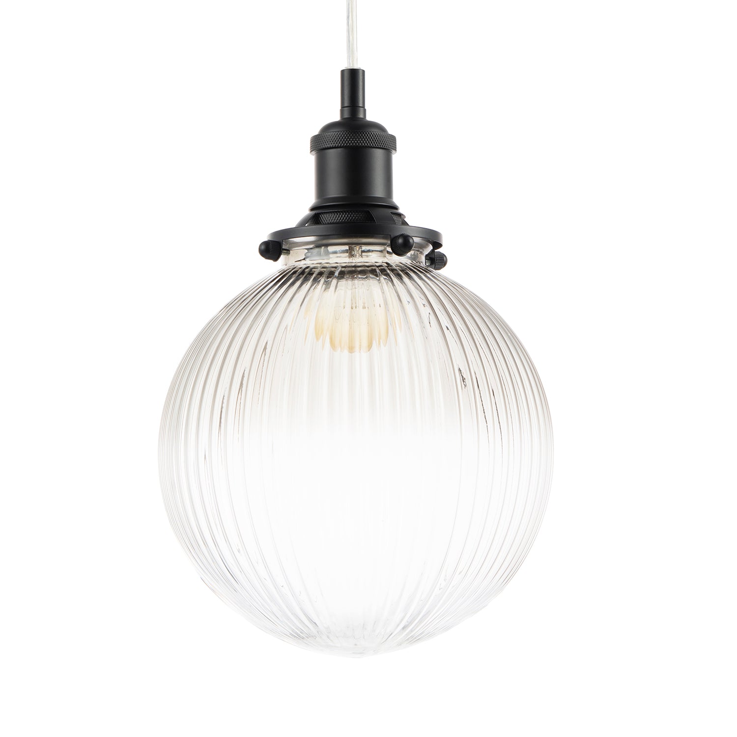 Traditional Vintage Lantern Pendant Light in Matte Black with Glass Shade Image 3