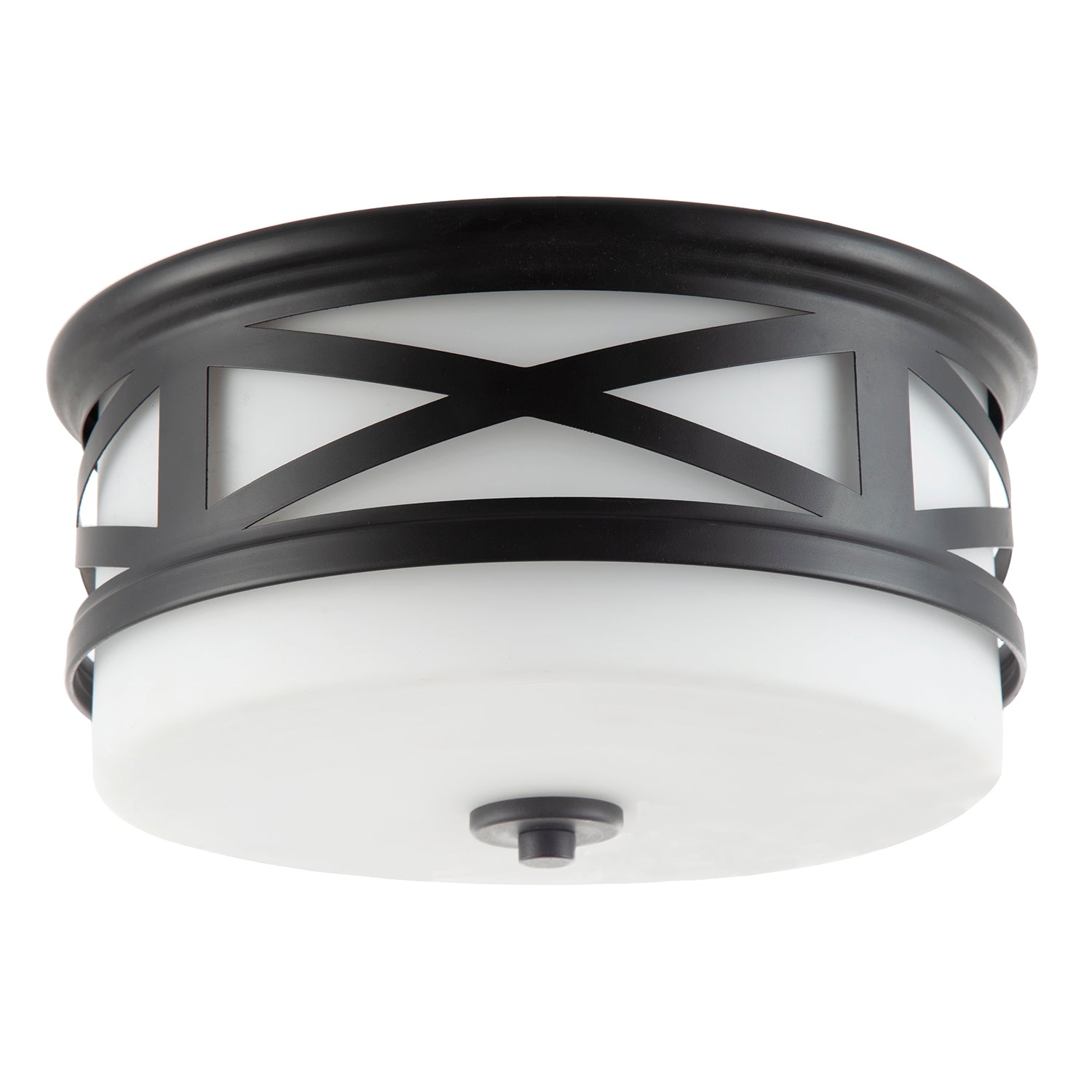 Vintage Classic Bathroom Flush Ceiling Light Fitting in Matte Black Image 1