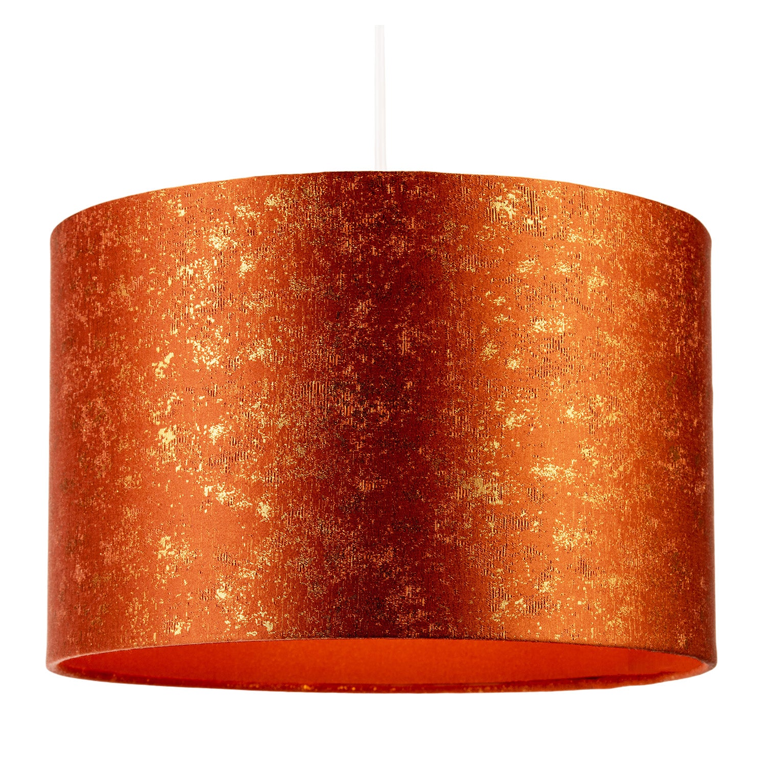 Rustic Orange Jacquard Fabric Lamp Shade with Gold Foil Fleck Accents Image 2