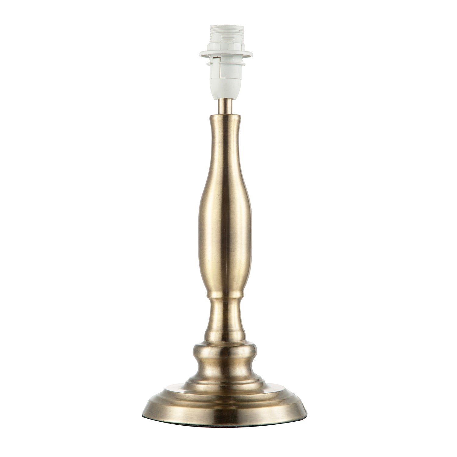 Classic Antique Brass Table Lamp Base with Curvy Metal Stem Design Image 1