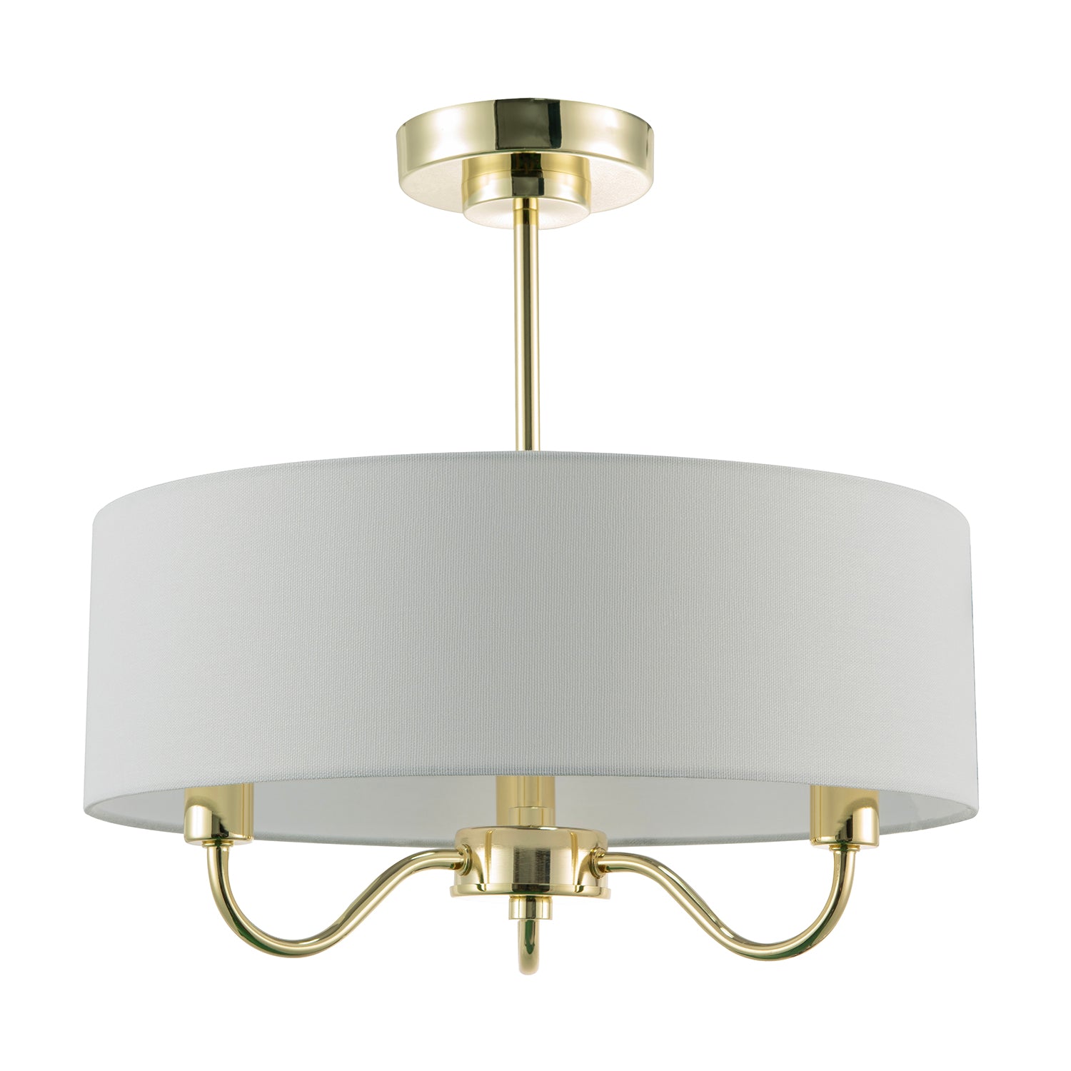 Chic Chandelier Semi Flush Ceiling Light in Polished Gold with Shade Image 1