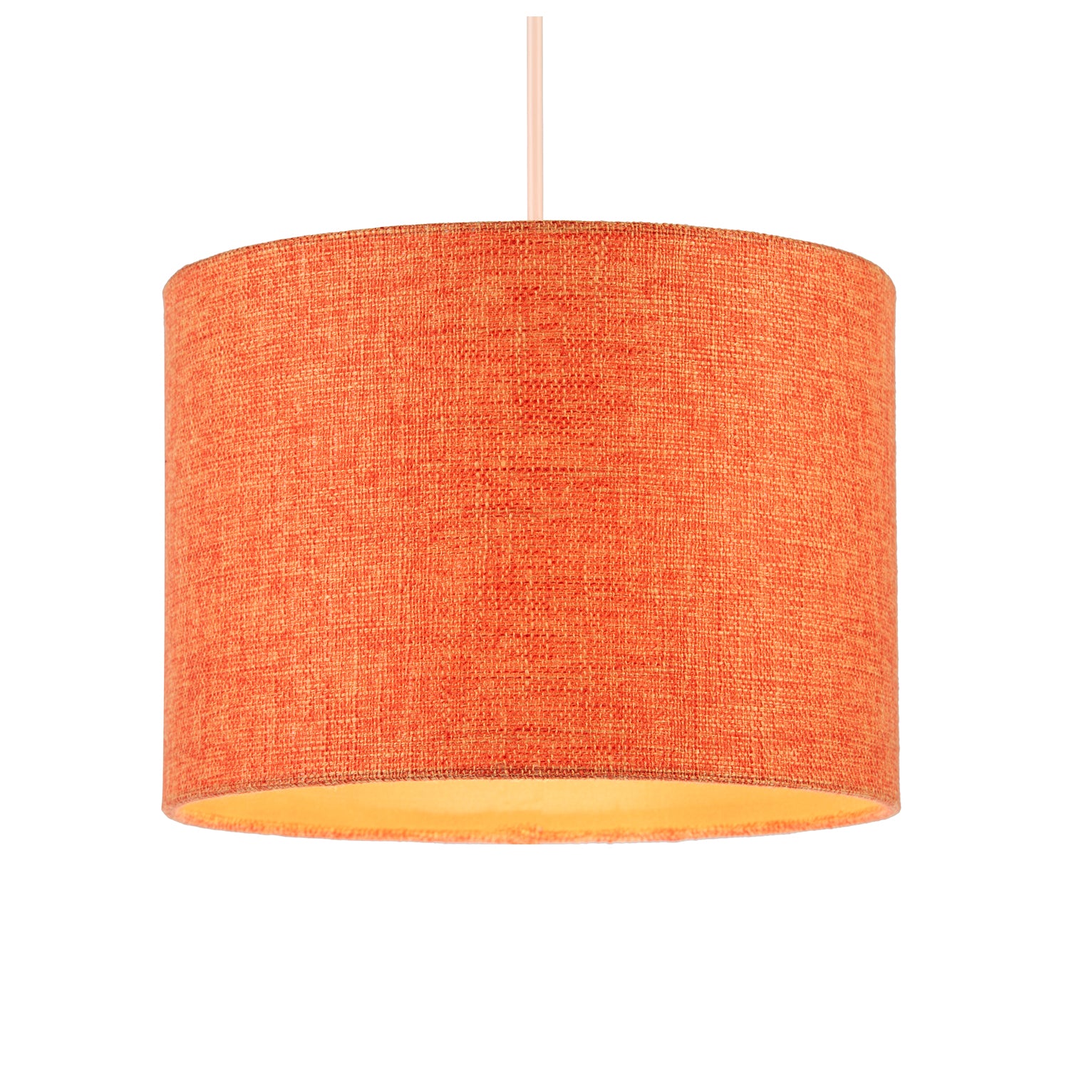 Contemporary and Sleek Orange Natural Linen Fabric Drum Lamp Shade Image 2