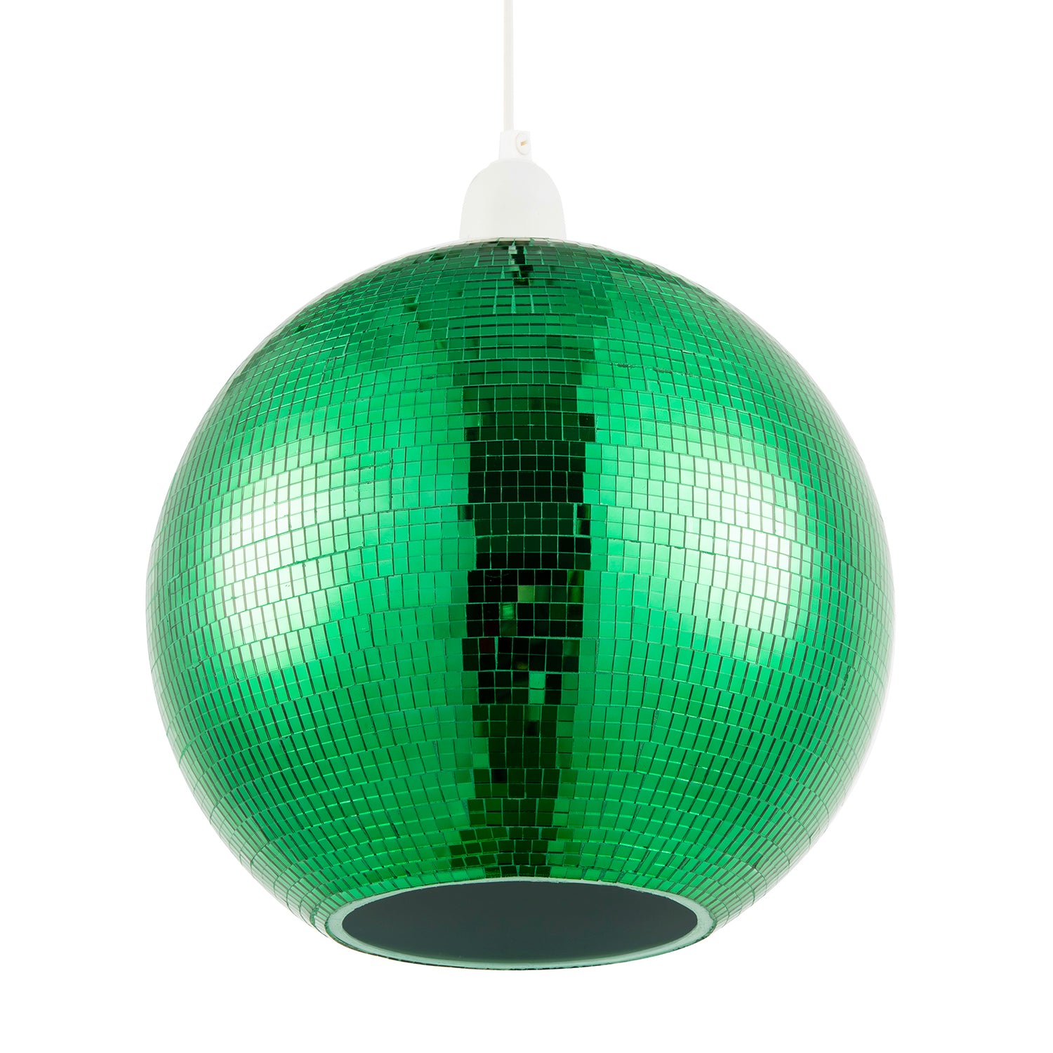 Shiny Disco Mosaic Ball in Emerald Green Mirrored Tiled Retro Style Image 1
