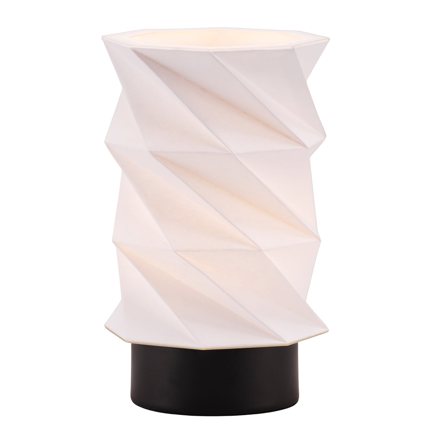 Modern Unique Matte Black Table Lamp with Foldable White Geometric Shade Image 2