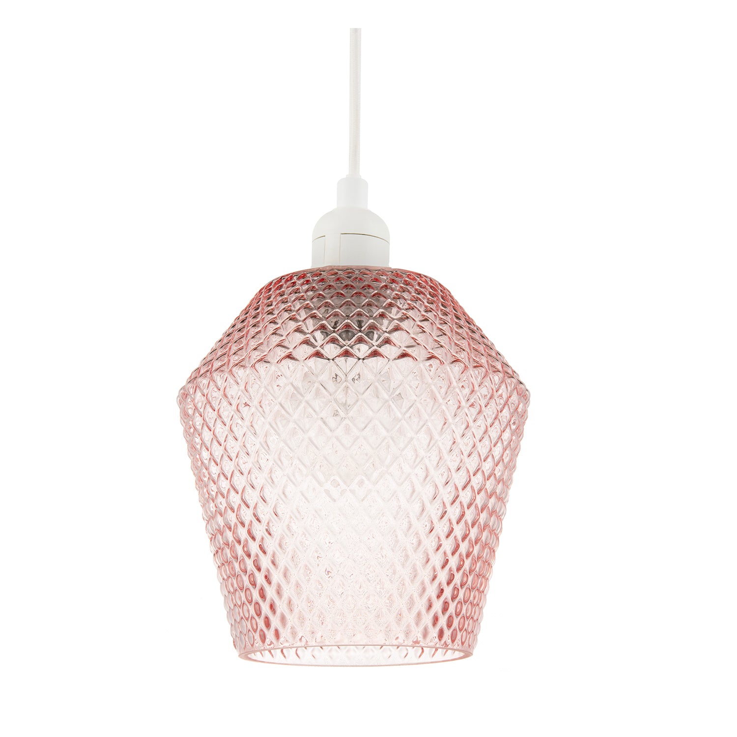 Modern and Compact Diamond Design Soft Pink Glass Pendant Shade Image 1
