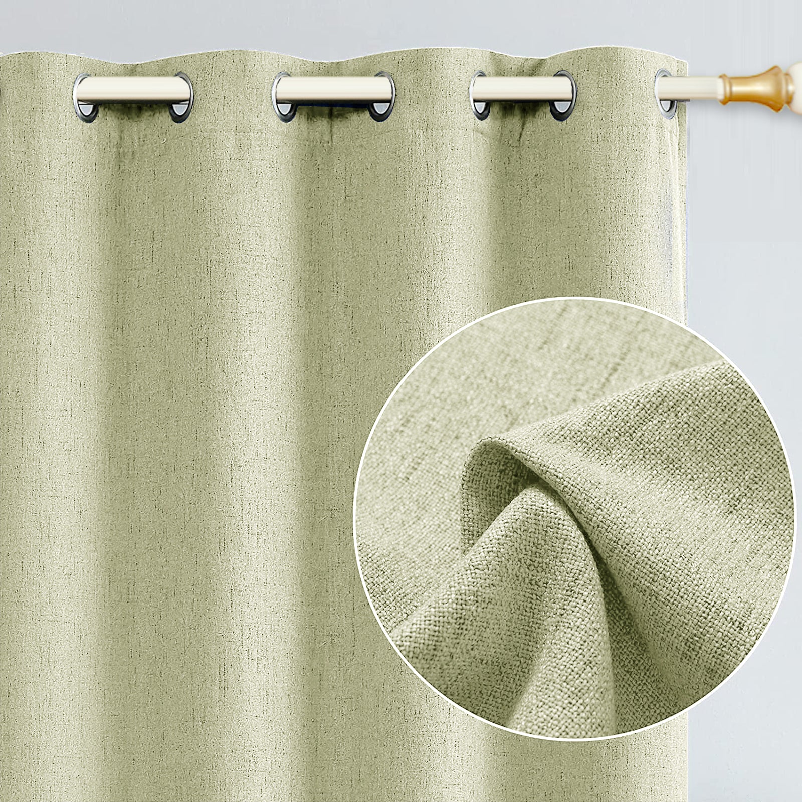 Mint Green Lined Blackout Eyelet Curtains - 46 x 63 Inch Drop - Pair Image 2