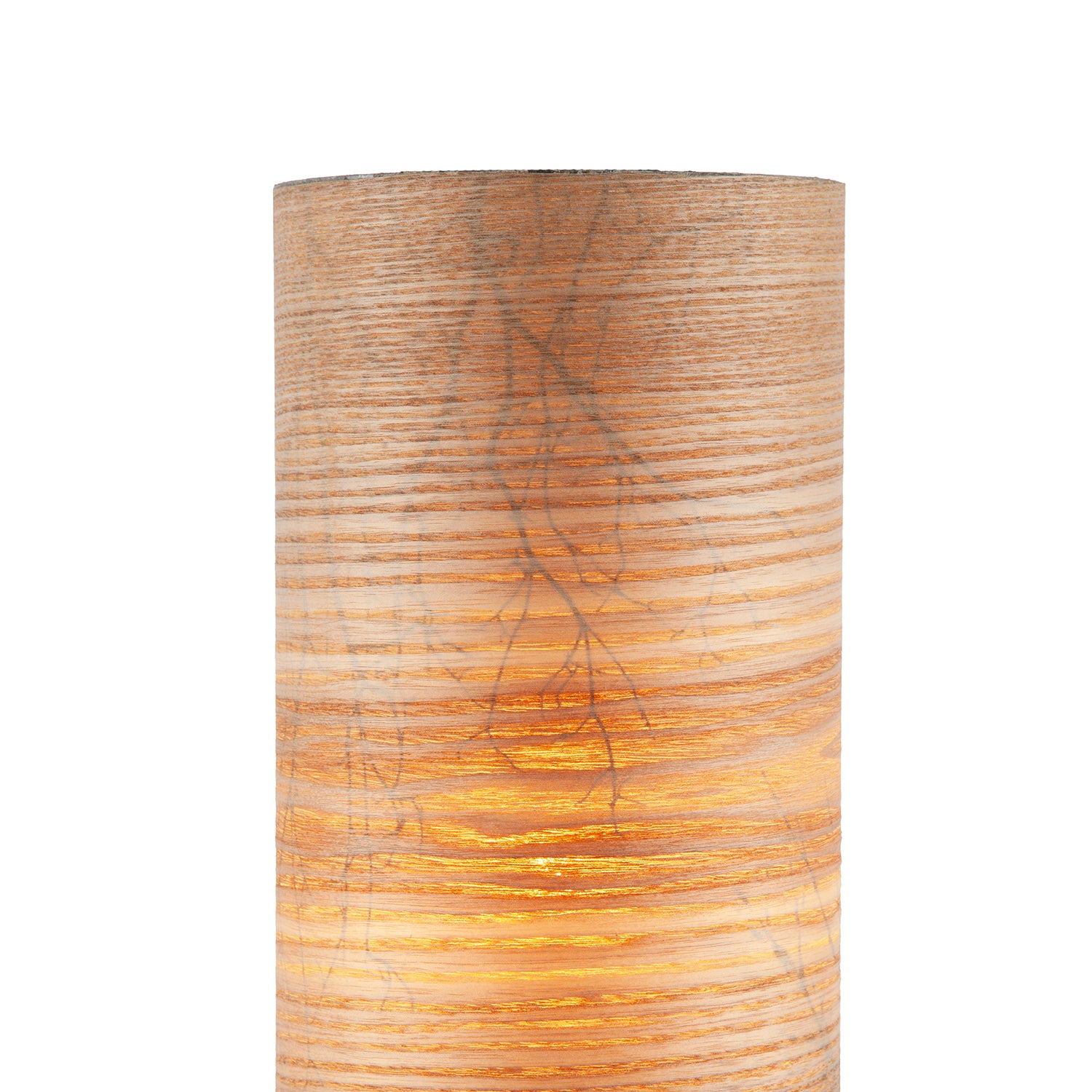 Bamboo Wood Effect Table Lamp with Black Woodland Trees Inner Lining Image 3