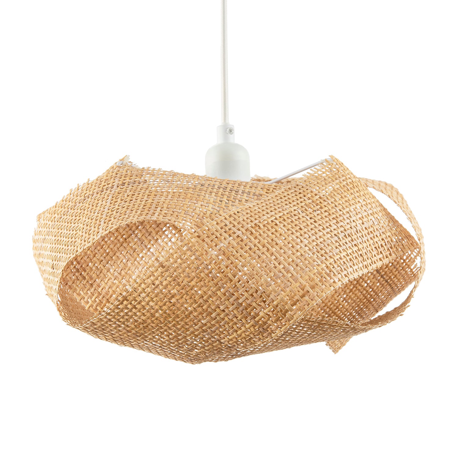 Modern Designer Natural Brown Woven Rattan Pendant Lighting Shade Image 1