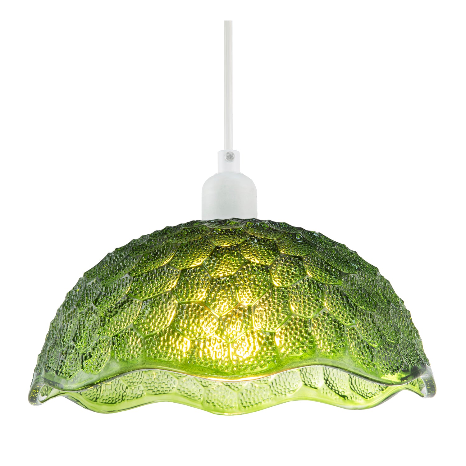 Tortoise Designed Emerald Green Glass Textured Ceiling Light Shade Image 2