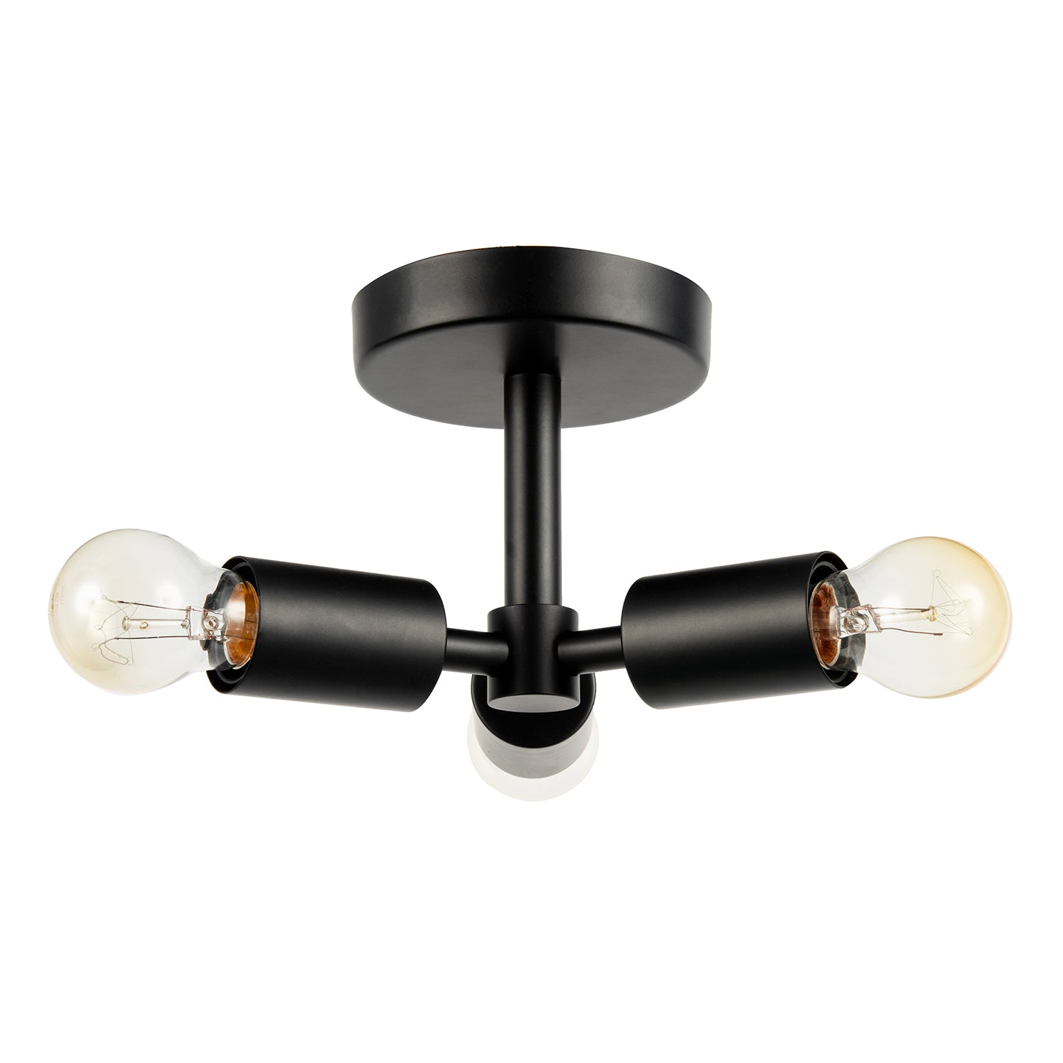 Industrial Matte Black Ceiling Light Fixture to Showcase Vintage Bulbs Image 5