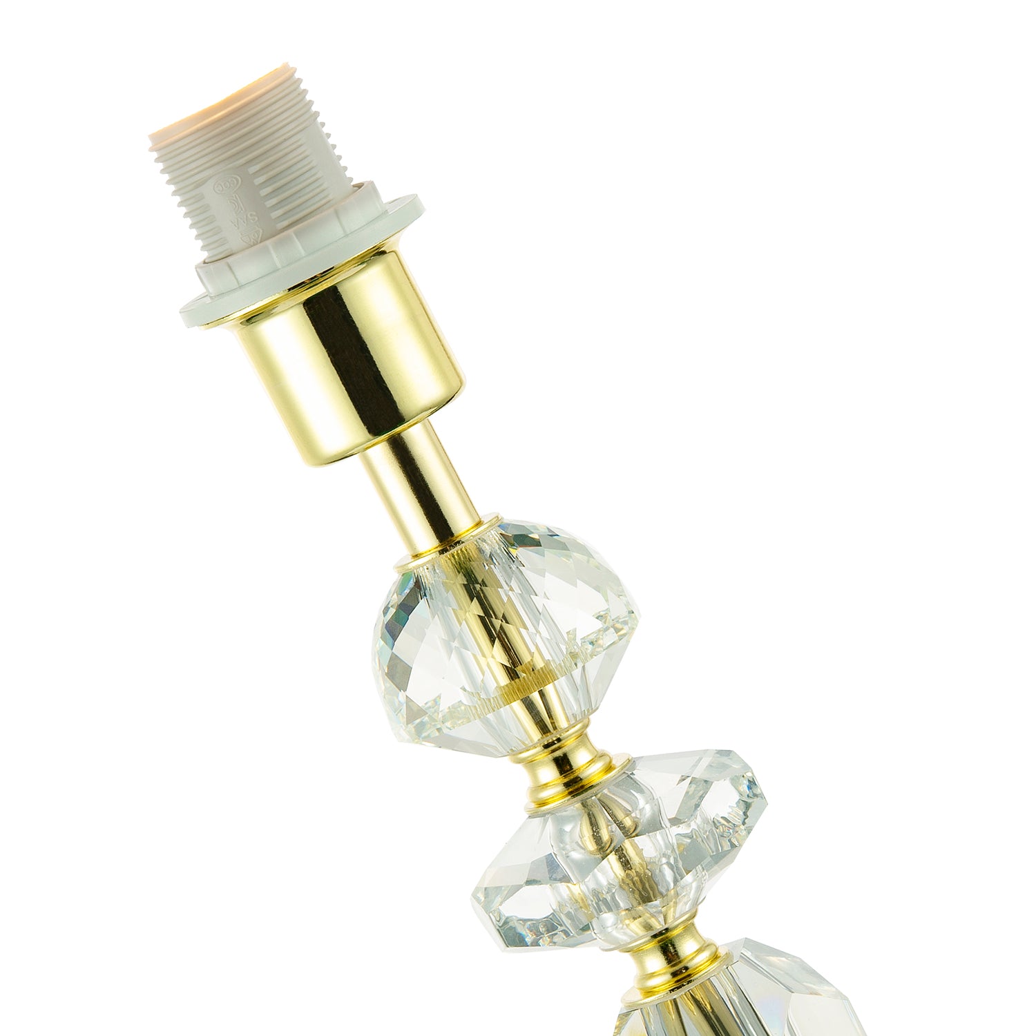 Modern Chic Clear K9 Crystal Glass Table Lamp with Gold Base with Faceted Moulds Image 2
