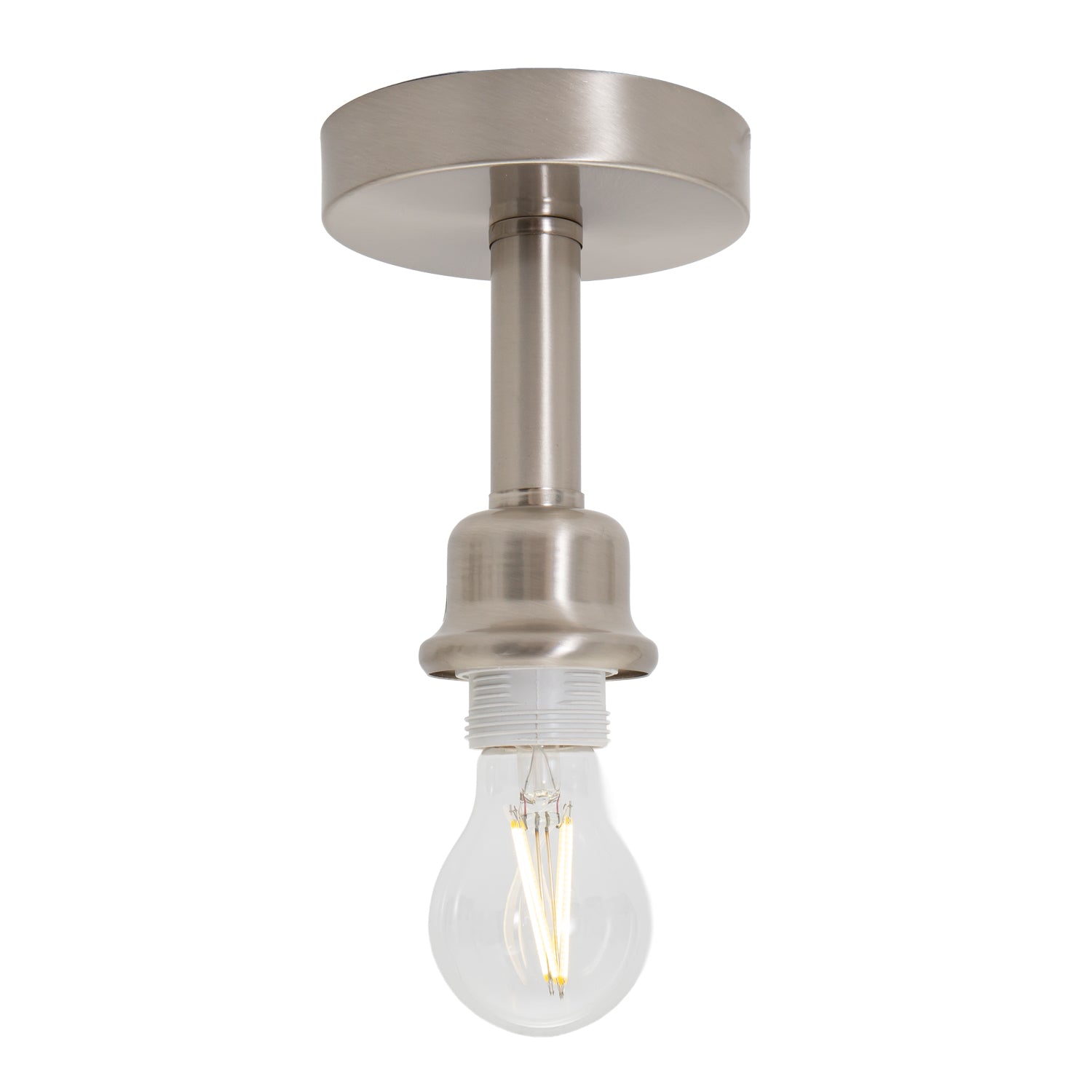 Contemporary Designer Short Semi Flush Satin Nickel Ceiling Rose Light Image 2