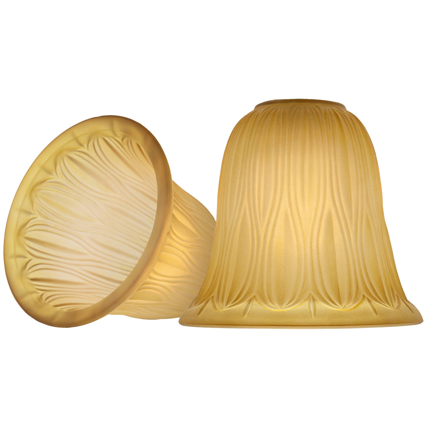 Pair of Amber Etched Glass Shades with Traditional Shape for E14 and E27 Image 2