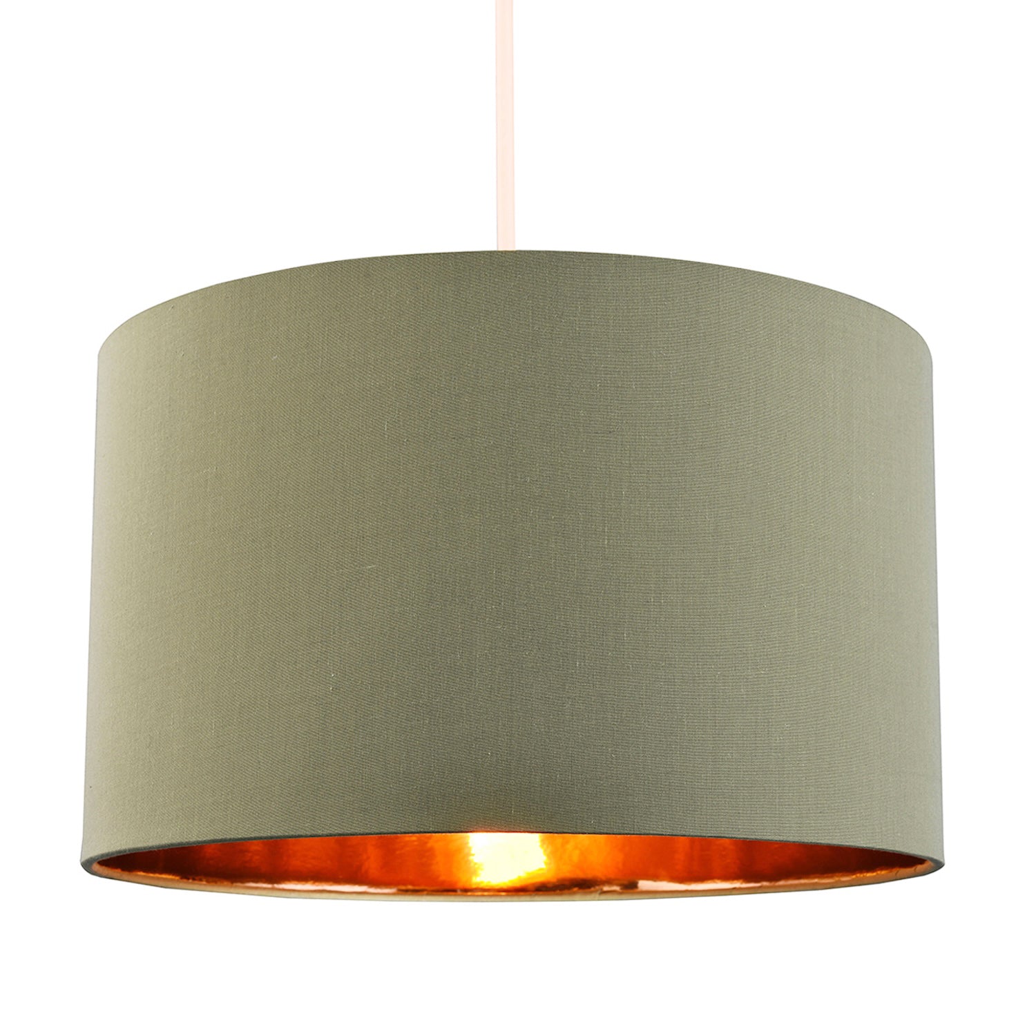 Olive Green Cotton 16" Floor/Pendant Lampshade with Shiny Copper Inner Image 2