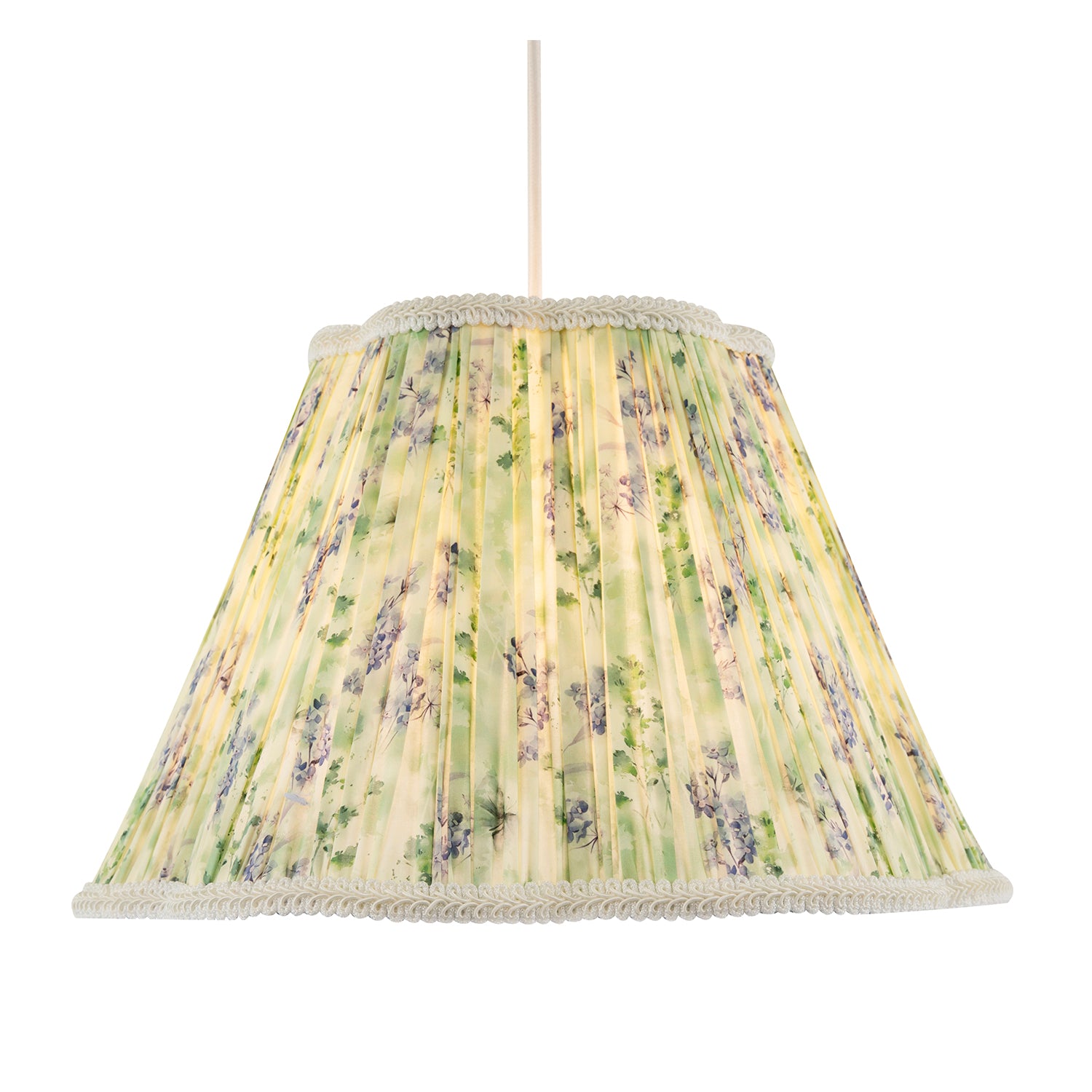 Green and Blue Floral Victorian Scallop Shade with Embroidered Trims Image 2