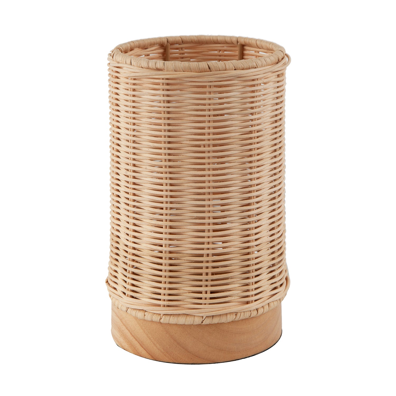 Traditional Natural Woven Rattan Table Lamp with Rubber Wood Base Image 2