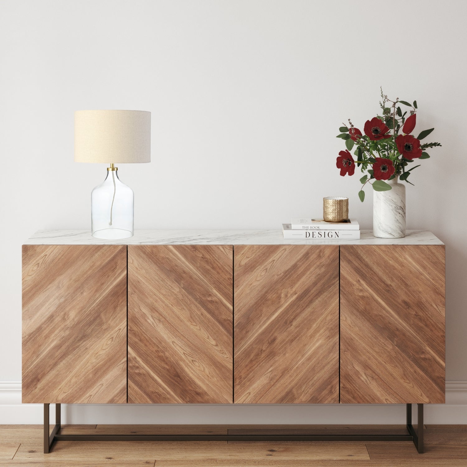Contemporary Elegant Table Lamp with Clear Glass Base and Oatmeal Linen Shade Image 6