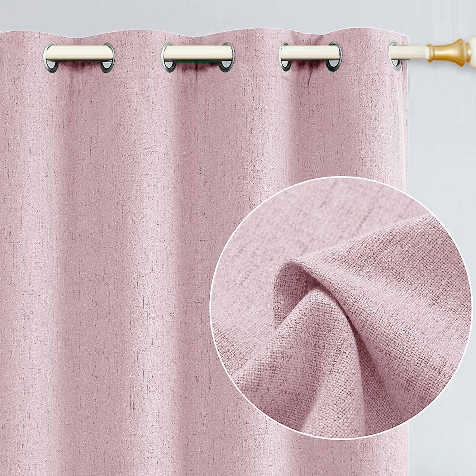 Soft Pink Lined Blackout Eyelet Curtains - 46 x 54 Inch Drop - 2 Panel Image 2