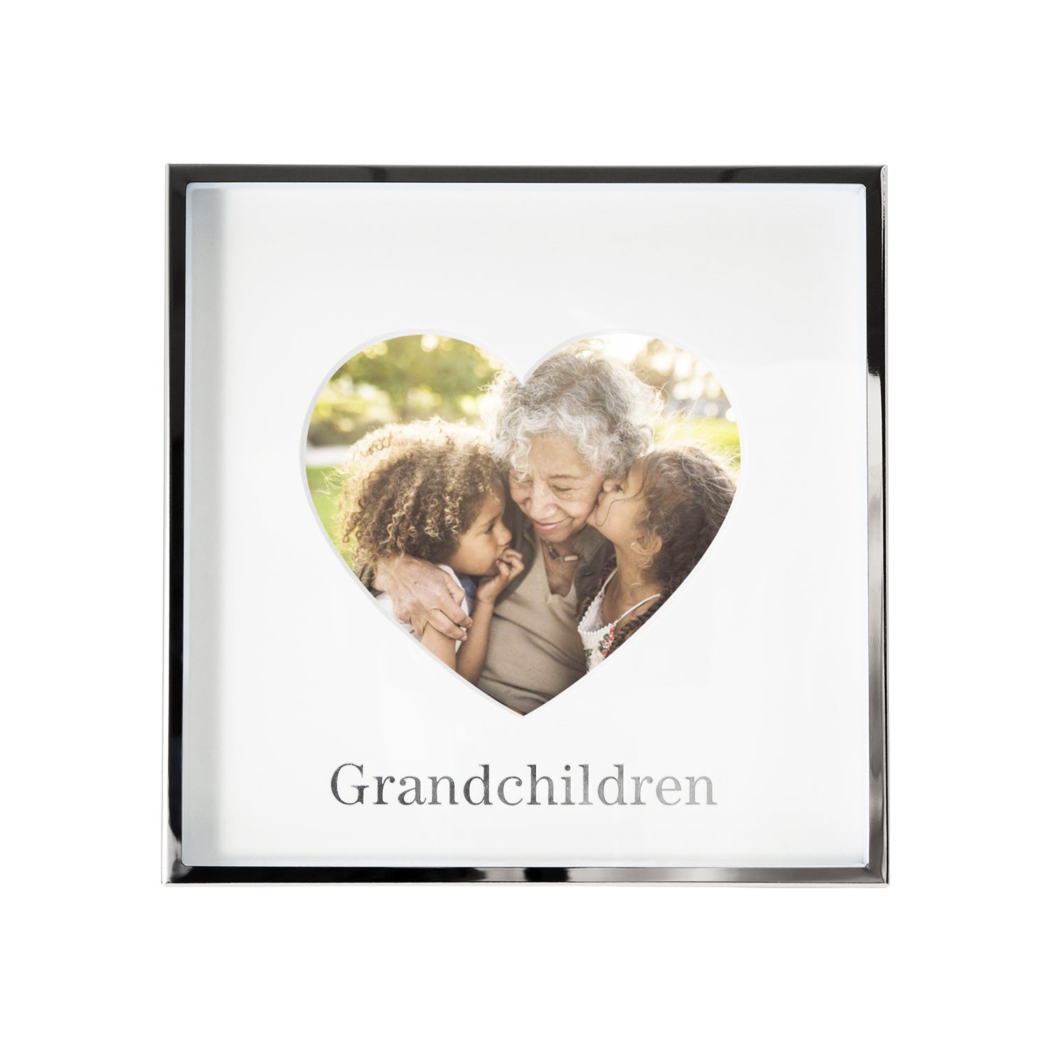 Grandchildren Heart Frame for 4x4 Picture in Nickel Plated with Silver Foil Image 3