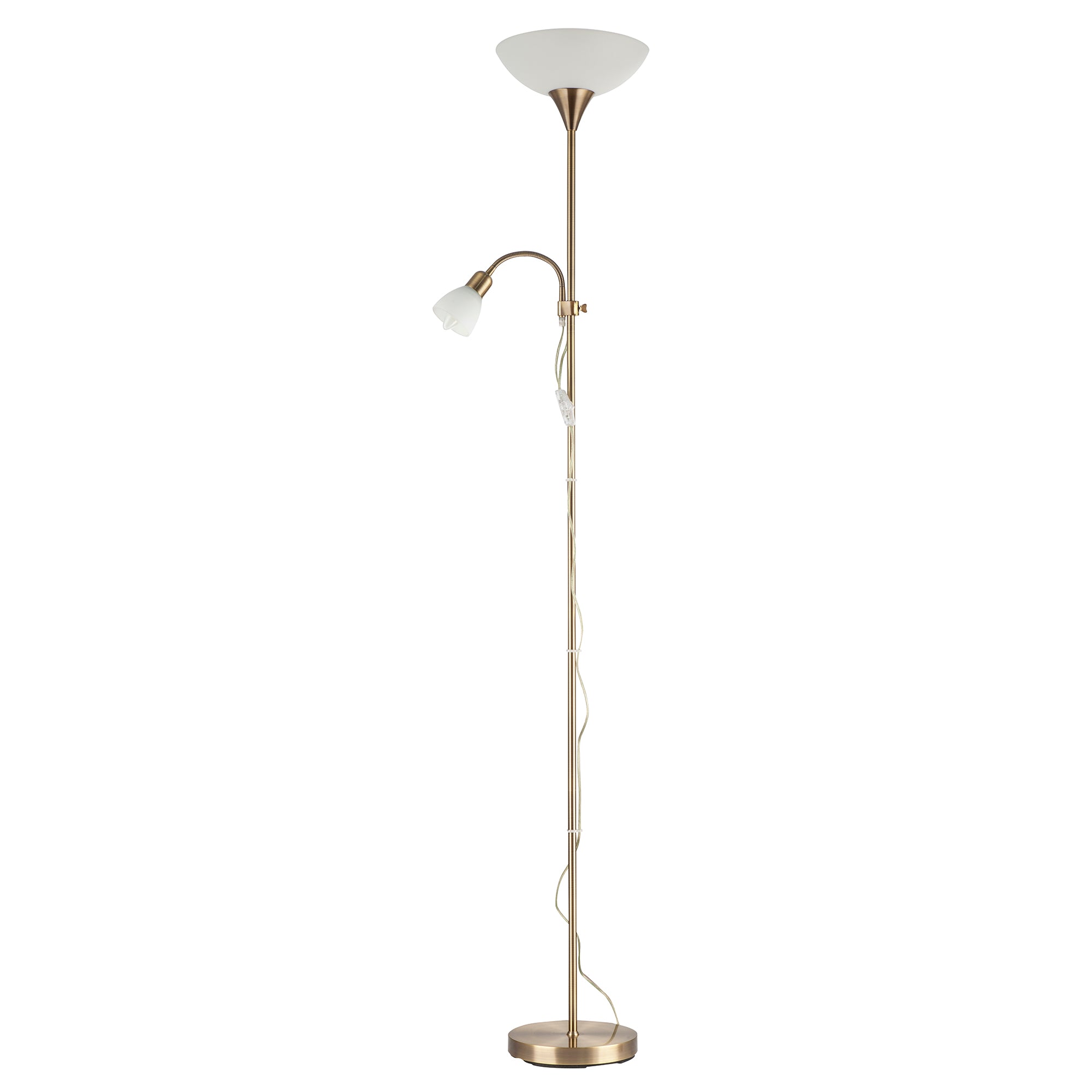 Antique Brass Mother and Child Floor Lamp with Bendy Reading Light Image 2