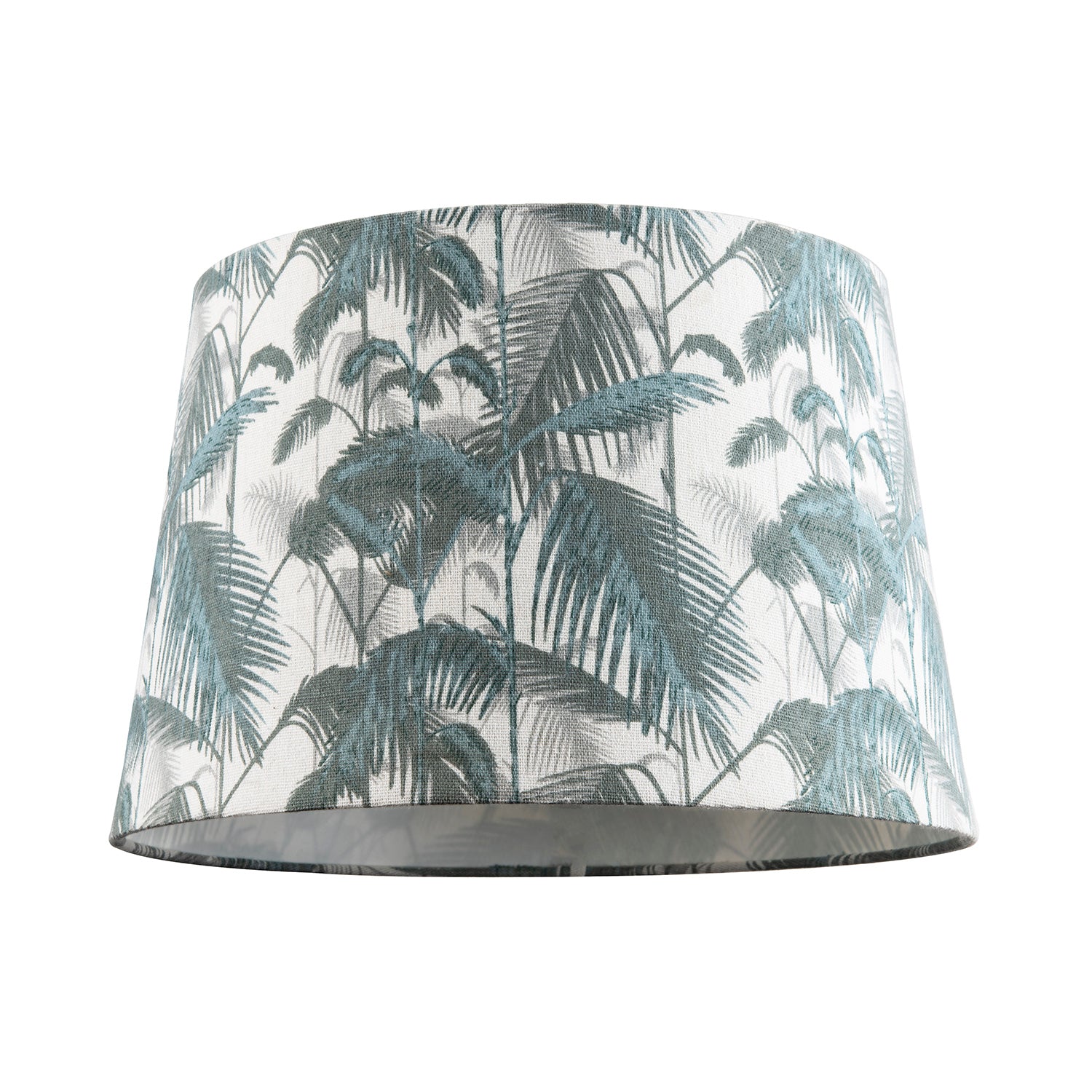Modern Green Palm Trees Linen Fabric Drum Lamp Shade with Cotton Inner Image 1