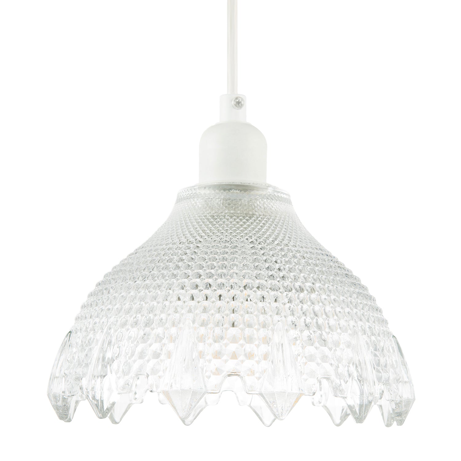 Classic Ornate Round Clear Glass Pendant Shade with Moulded Design Image 2