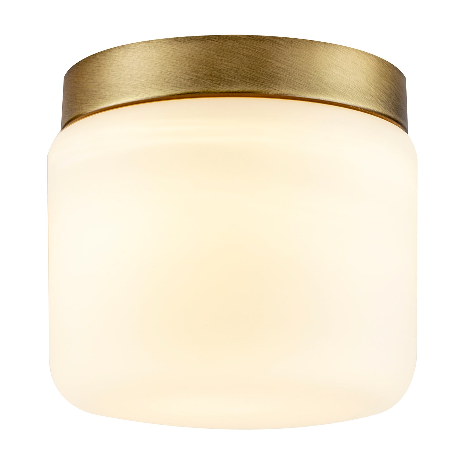 Modern Bathroom LED Ceiling Light in Antique Brass with Glass Shade Image 2