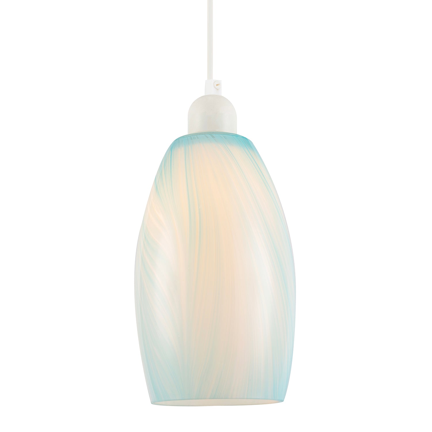 Modern Sky Blue Marble Stripe Effect Glass Cylindrical Pendant Shade Image 2