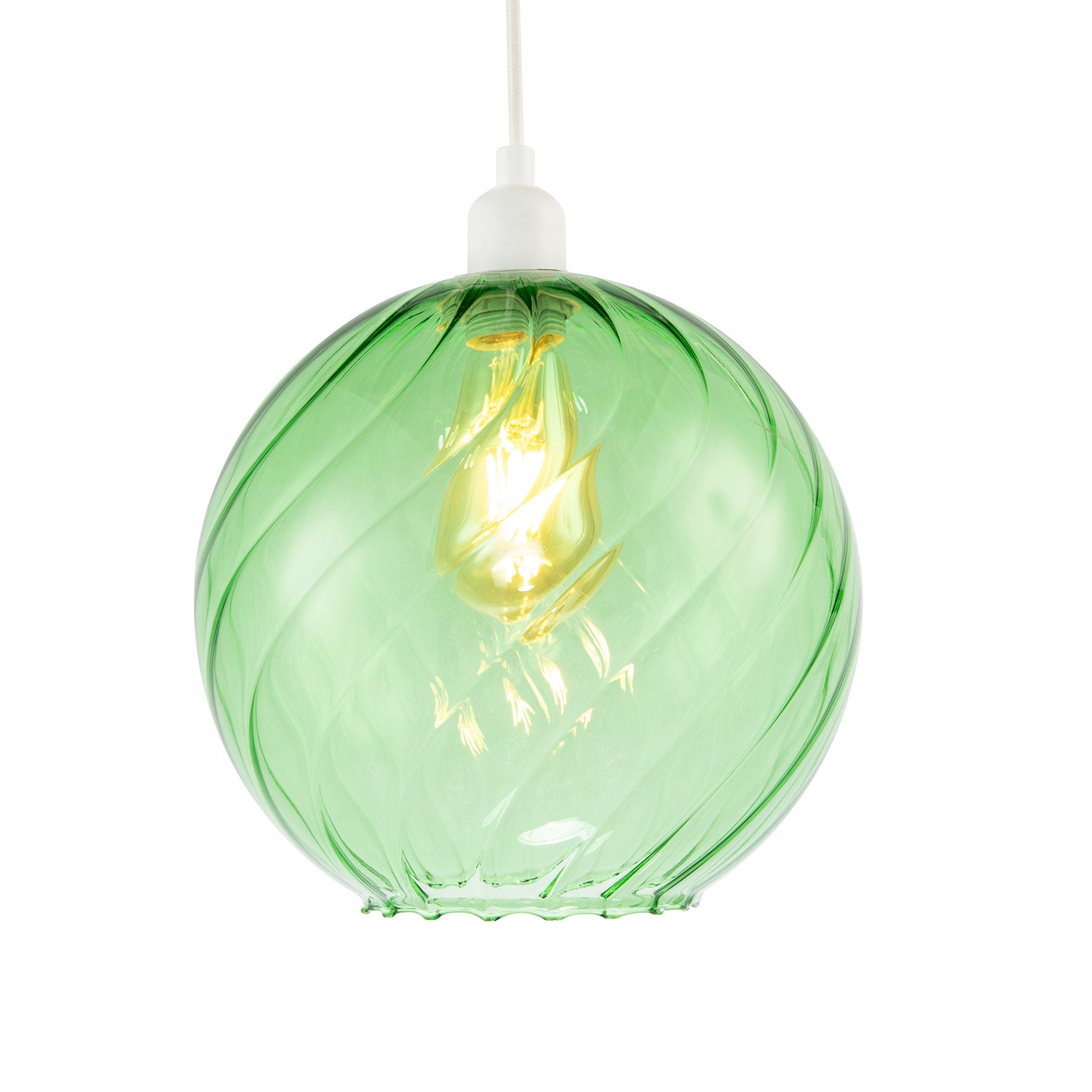 Chic Emerald Green Circular Fluted Glass Ceiling Pendant Light Shade Image 2