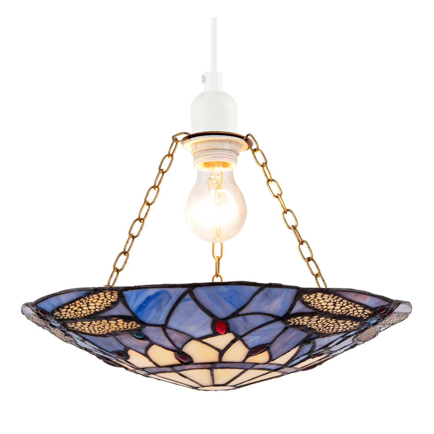 Lavender Light Purple Dragonfly Tiffany Glass Easy Fit Pendant Shade Image 2