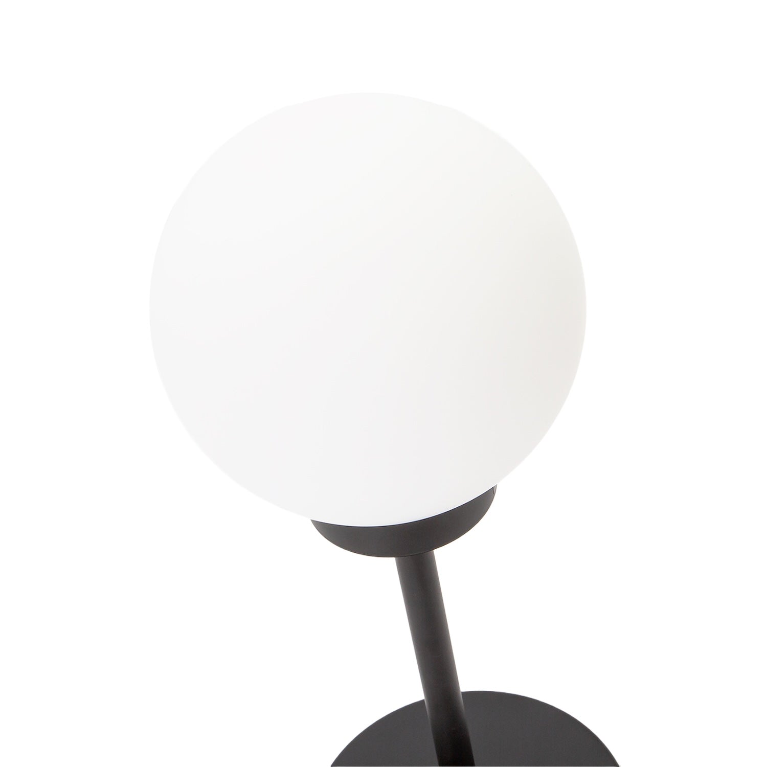 Modern Opal White Glass Globe Table Lamp with Tall Matte Black Stem Image 2