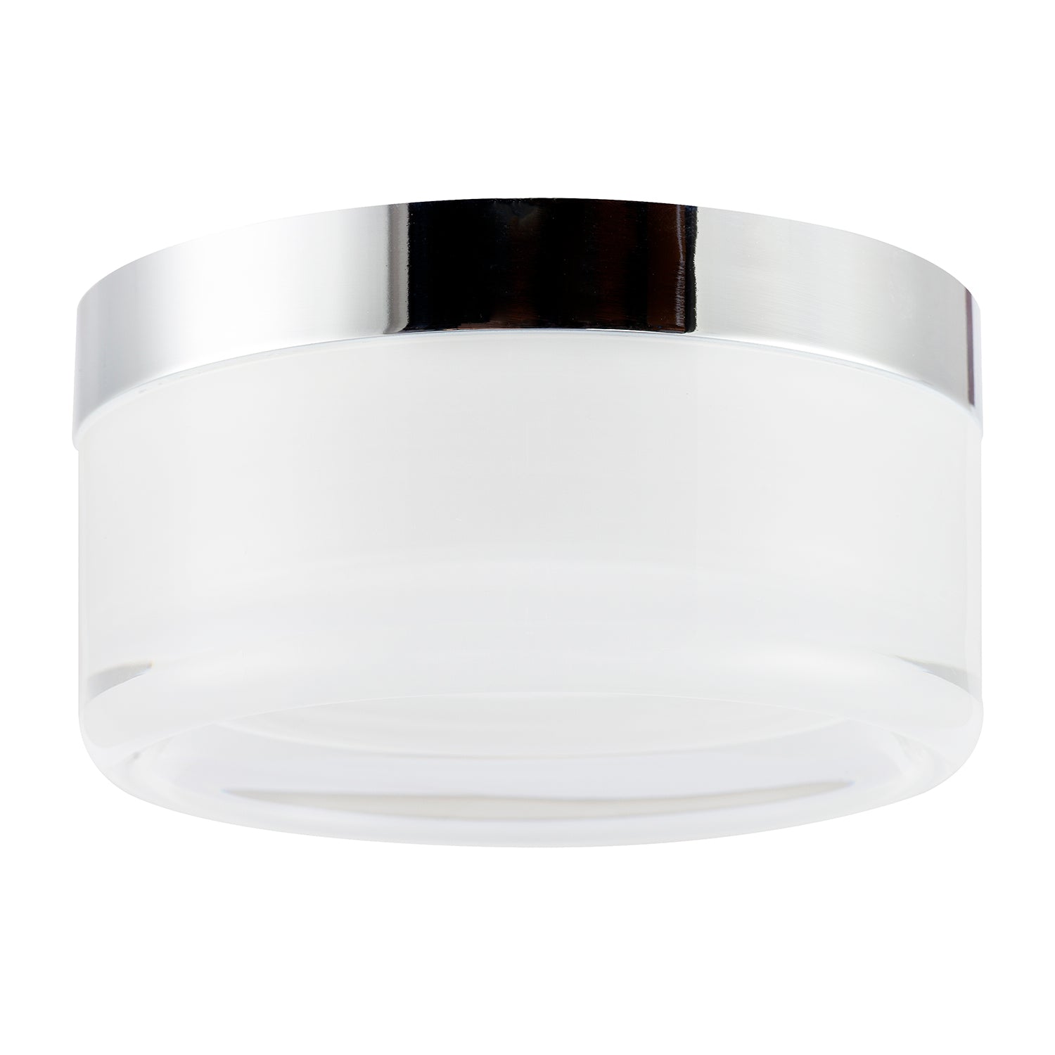 Designer Polished Chrome LED Bathroom Ceiling Light with Opal Glass Image 1