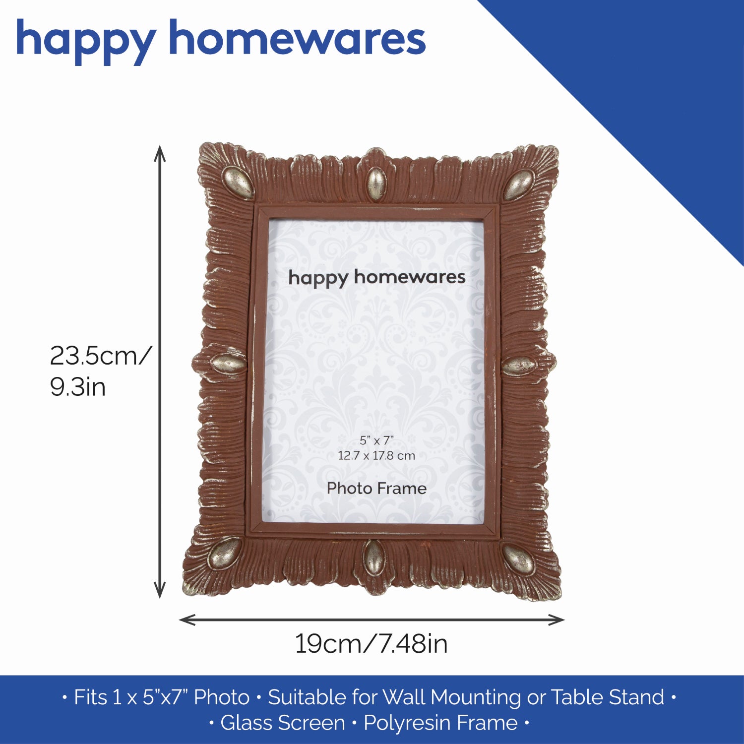 Rustic Antique Bronze 5x7 Rectangular Picture Frame with Brushed Gold Trim Image 6